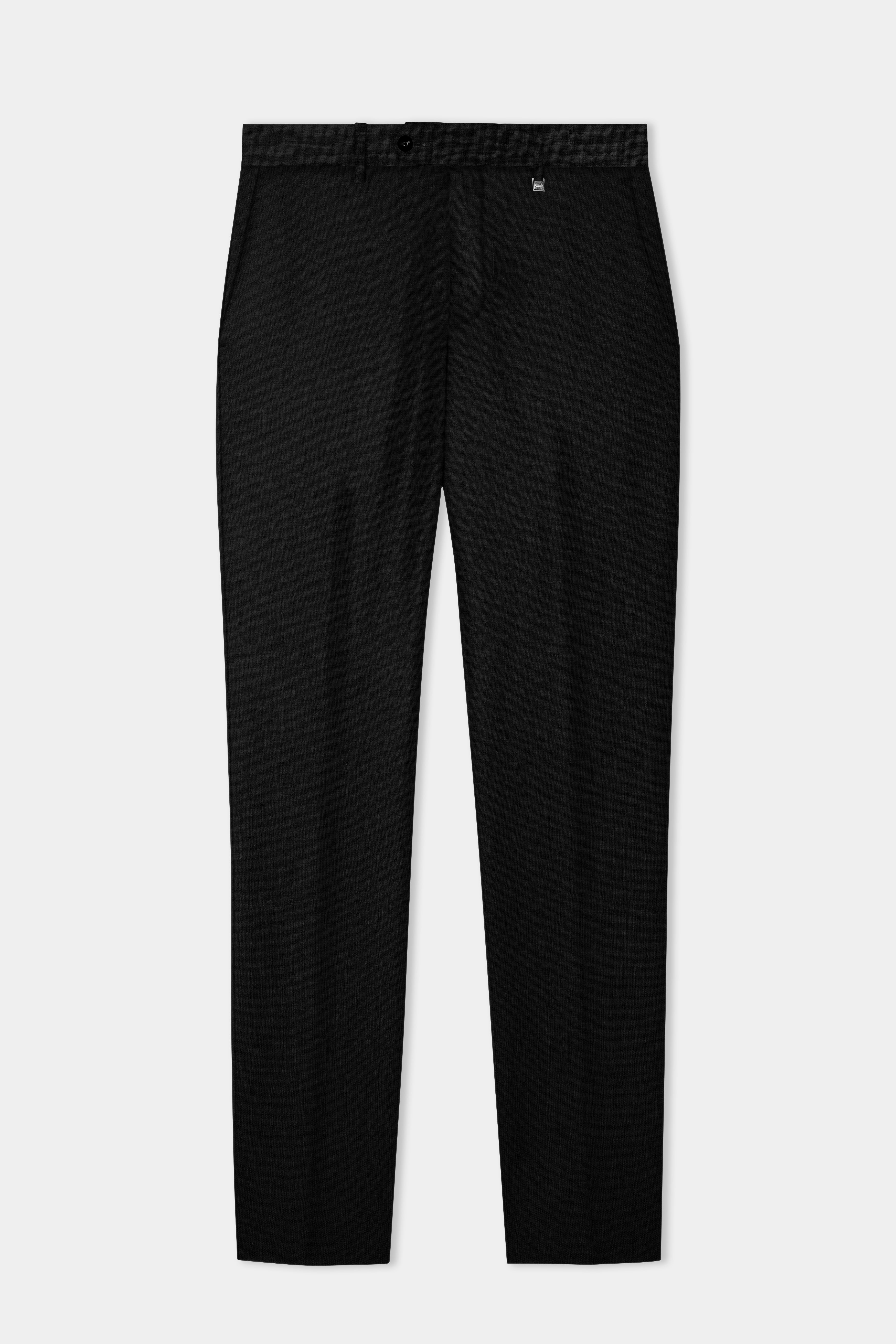 Jade Black Solid Tweed Pant