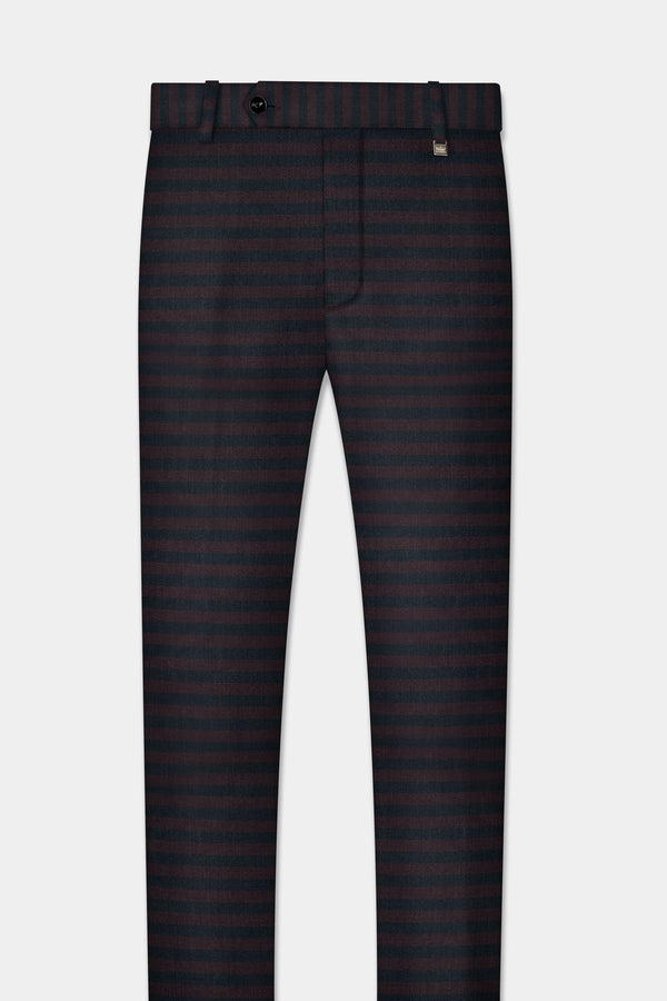 Jade Black with Shark Brown Striped Wool Blend Pant