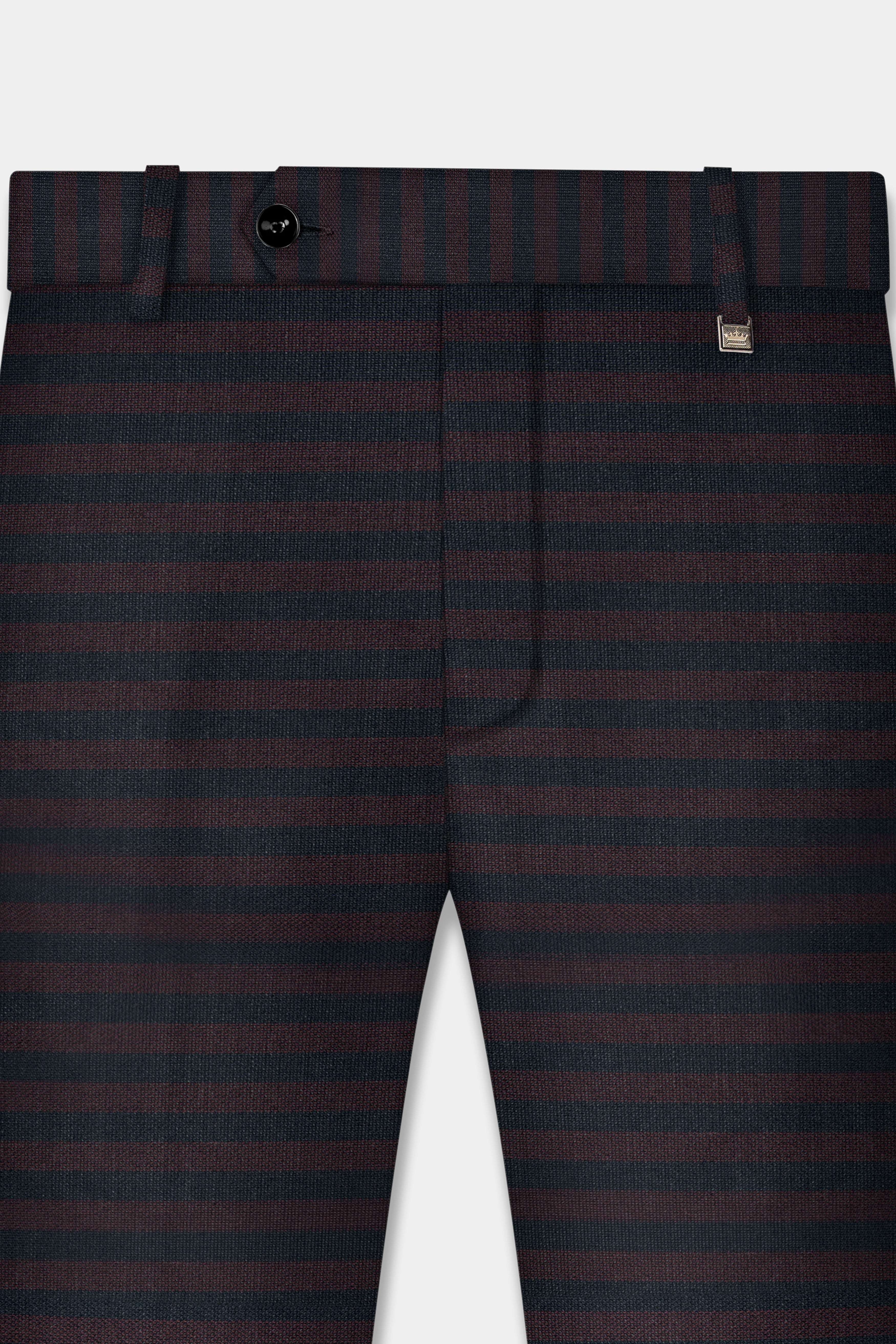 Jade Black with Shark Brown Striped Wool Blend Pant