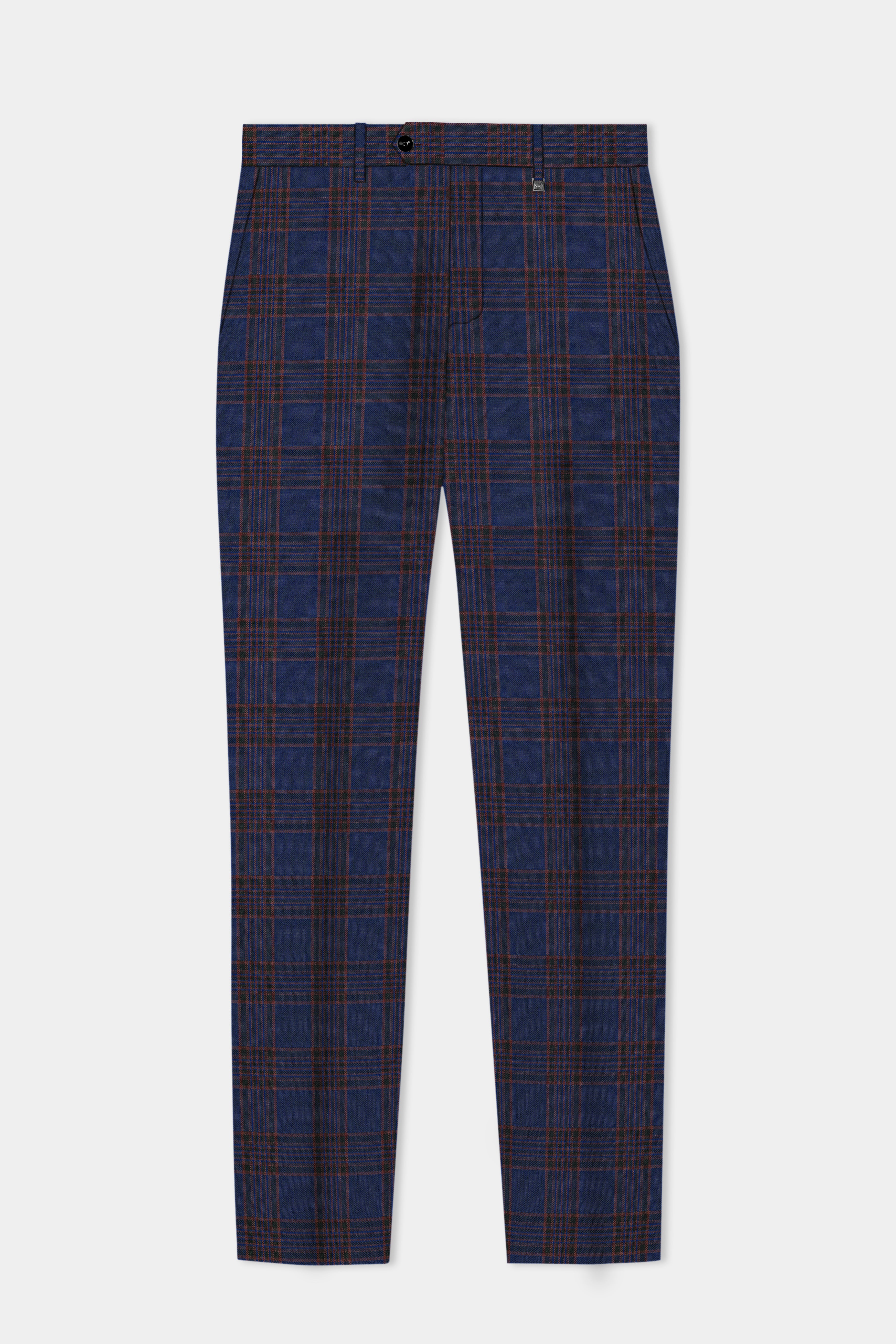 Bunting Blue with Livid Brown Plaid Wool Blend Pant