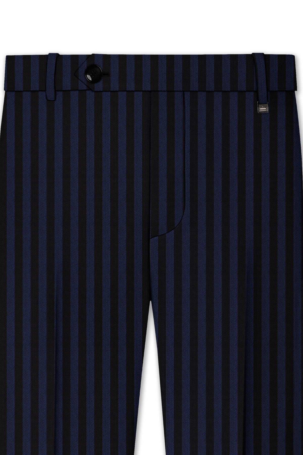 Mirage Blue and Black Striped Wool Blend Pant
