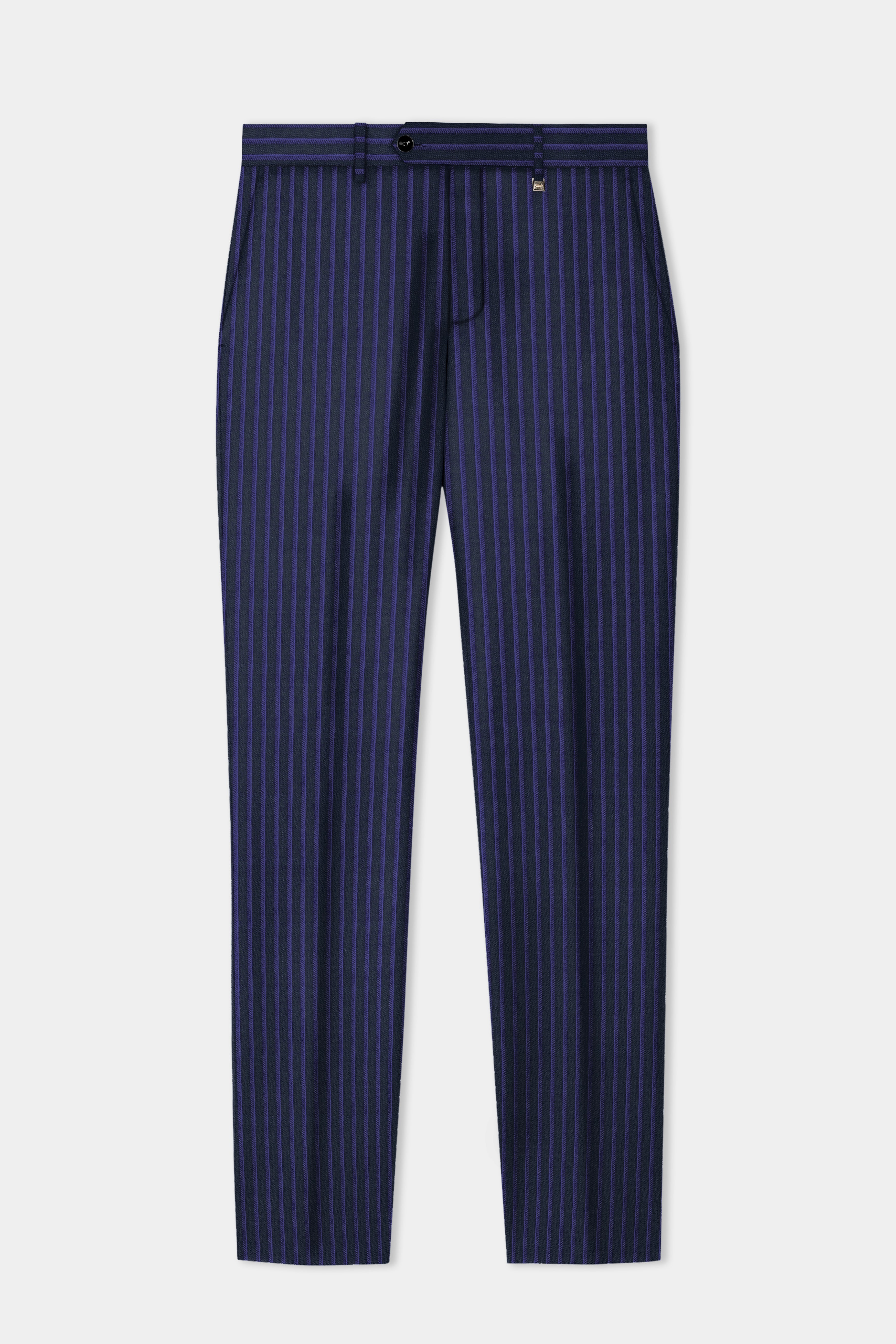 Shark Black with Blue Zodiac Striped Wool Blend Pant