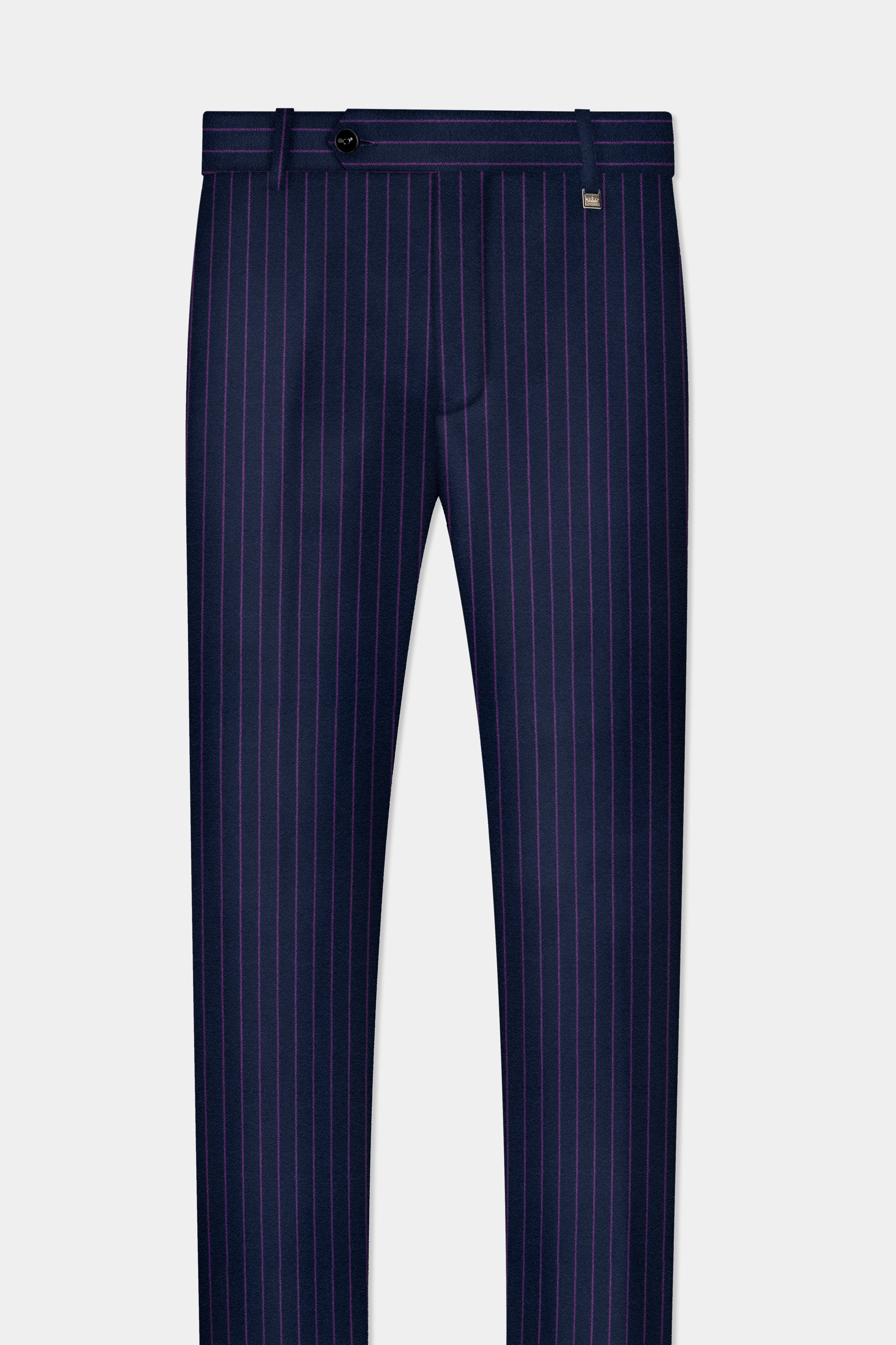Steel Gray with Grape Purple Striped Wool Blend Pant