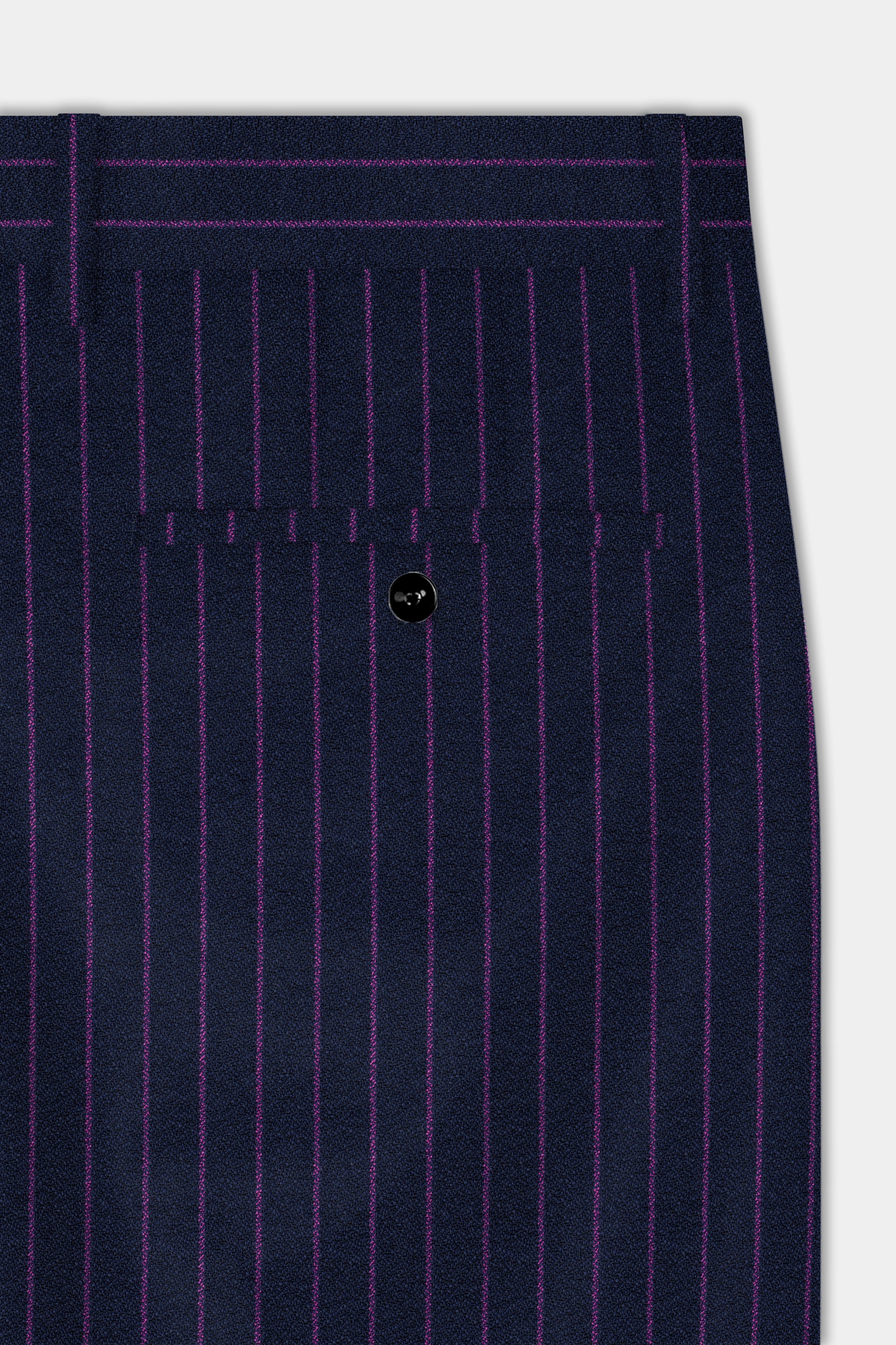 Steel Blue with Grape Purple Striped Wool Blend Pant