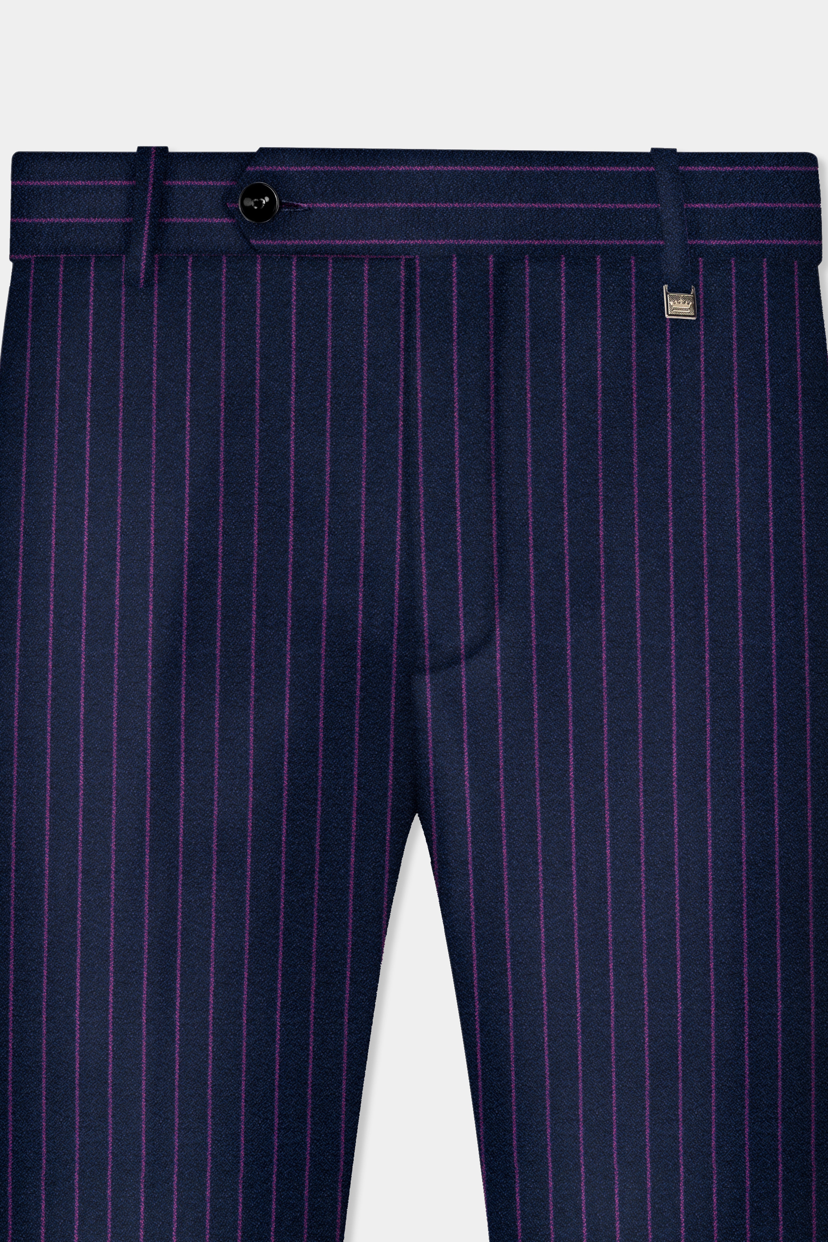 Steel Blue with Grape Purple Striped Wool Blend Pant