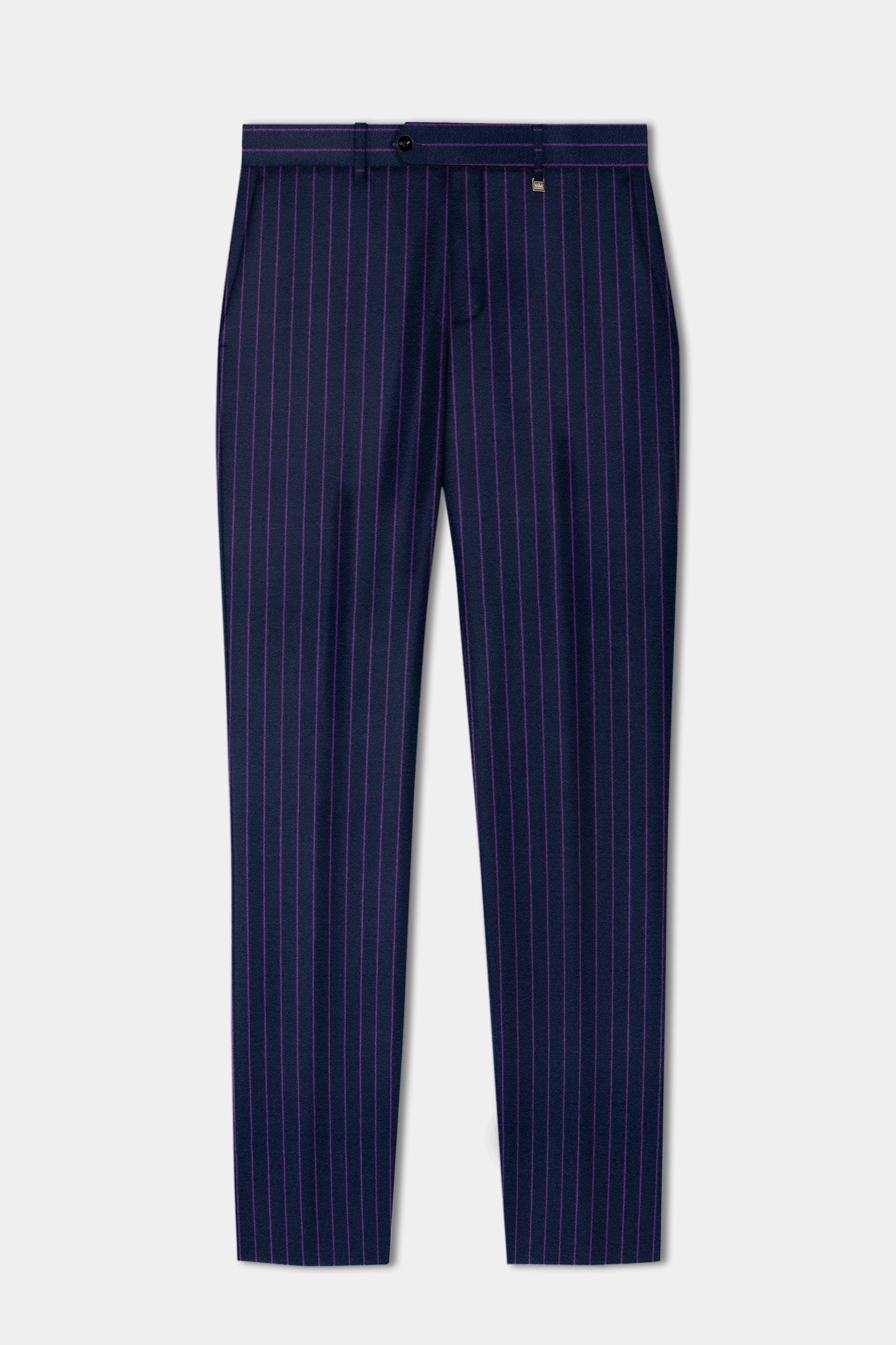 Steel Blue with Grape Purple Striped Wool Blend Pant