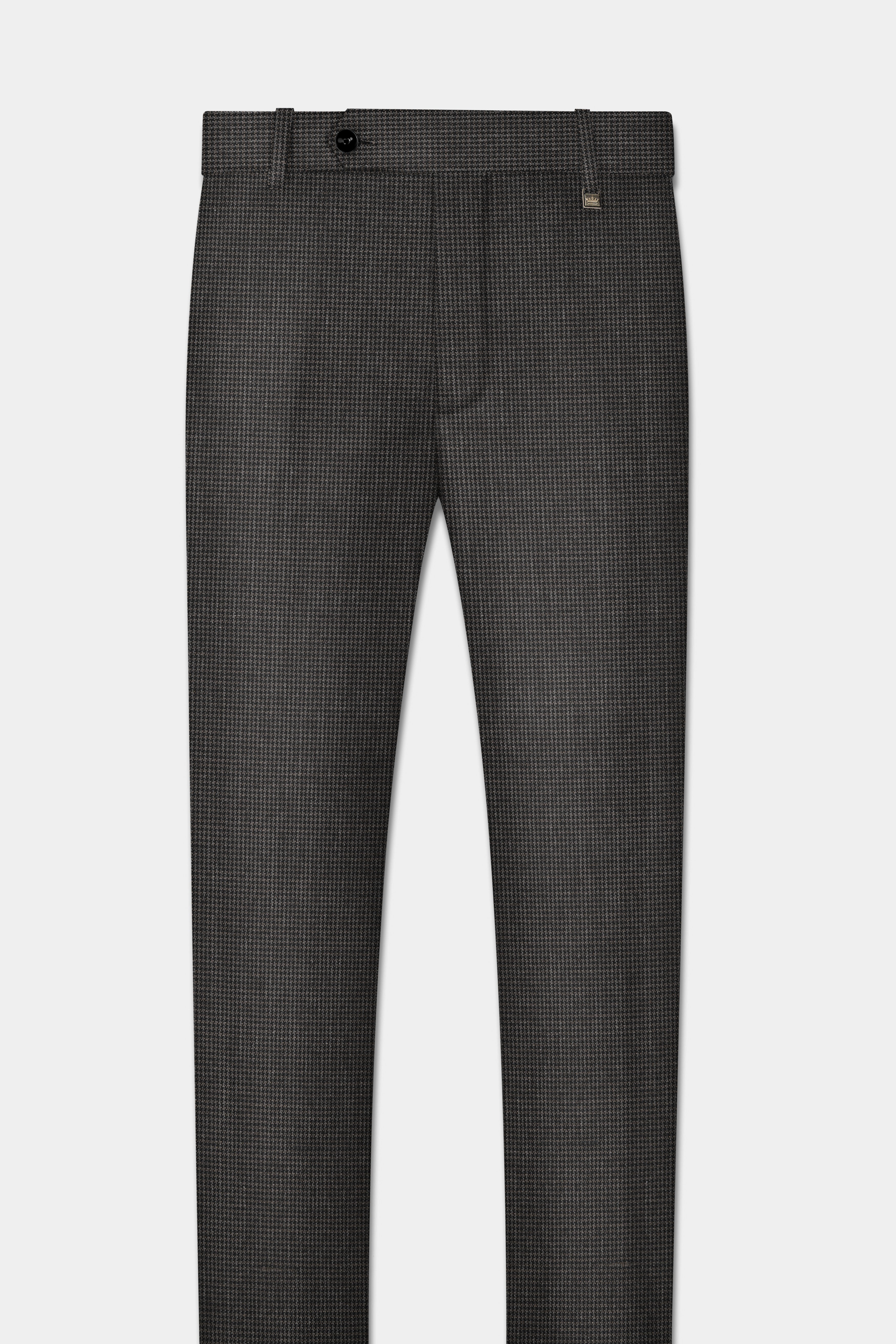 Iridium Brown Micro Checkered Wool Blend Pant