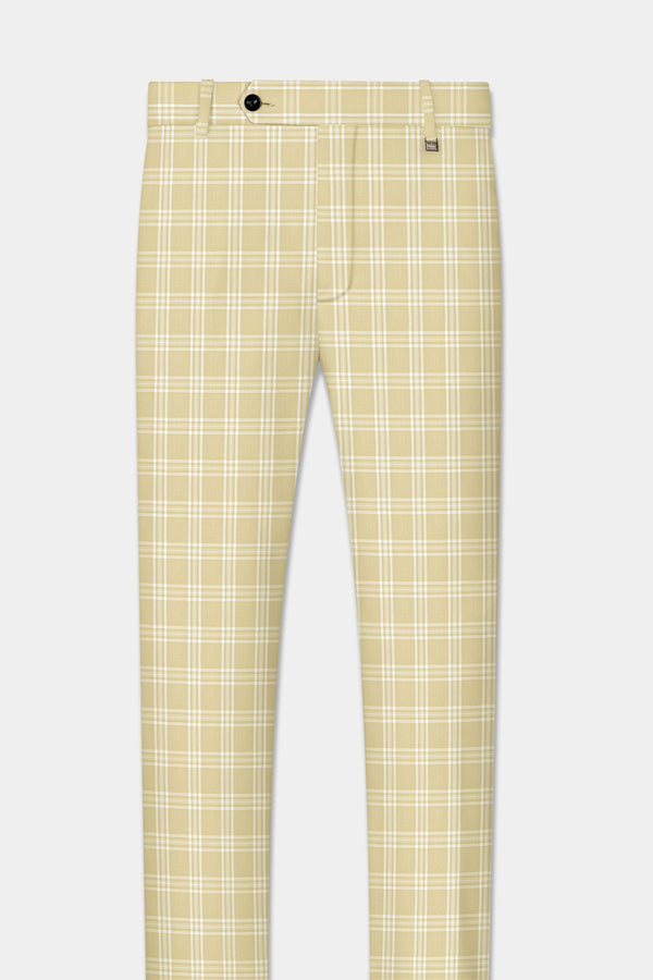 Desert Sand Cream Plaid Wool Blend Pant