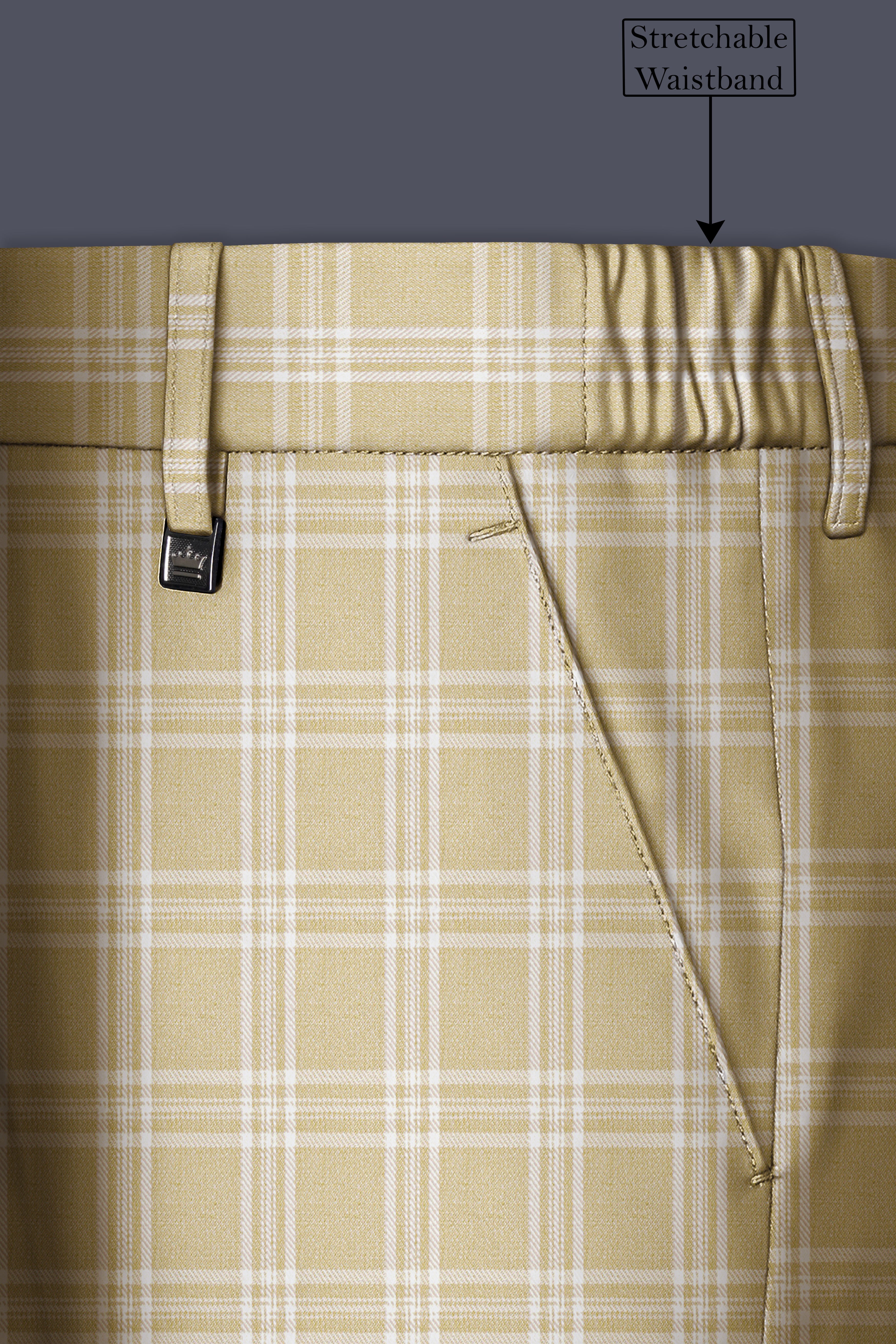 Desert Sand Cream Plaid Wool Blend Pant