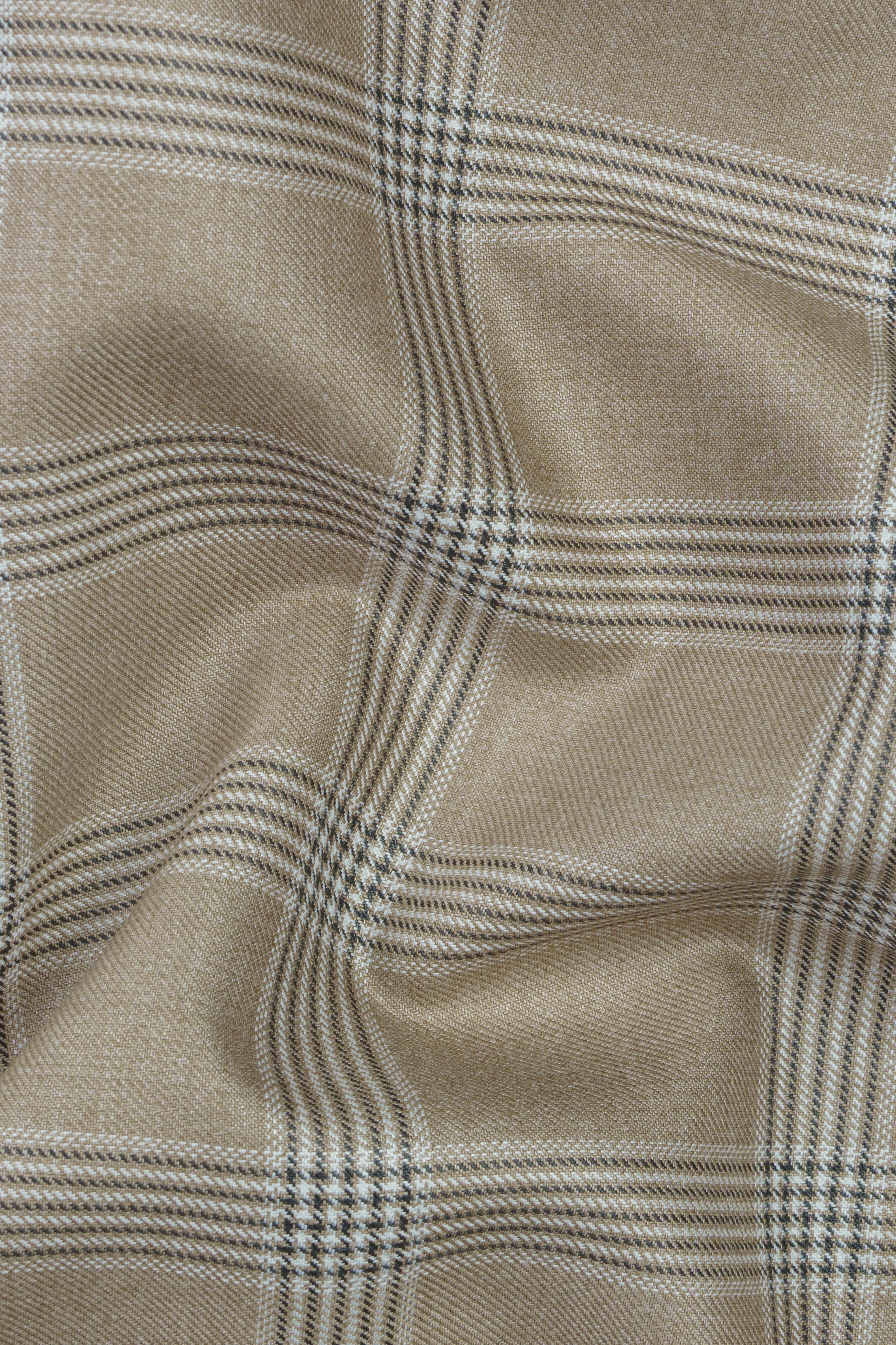 Sandrift Cream Plaid Wool Blend Pant