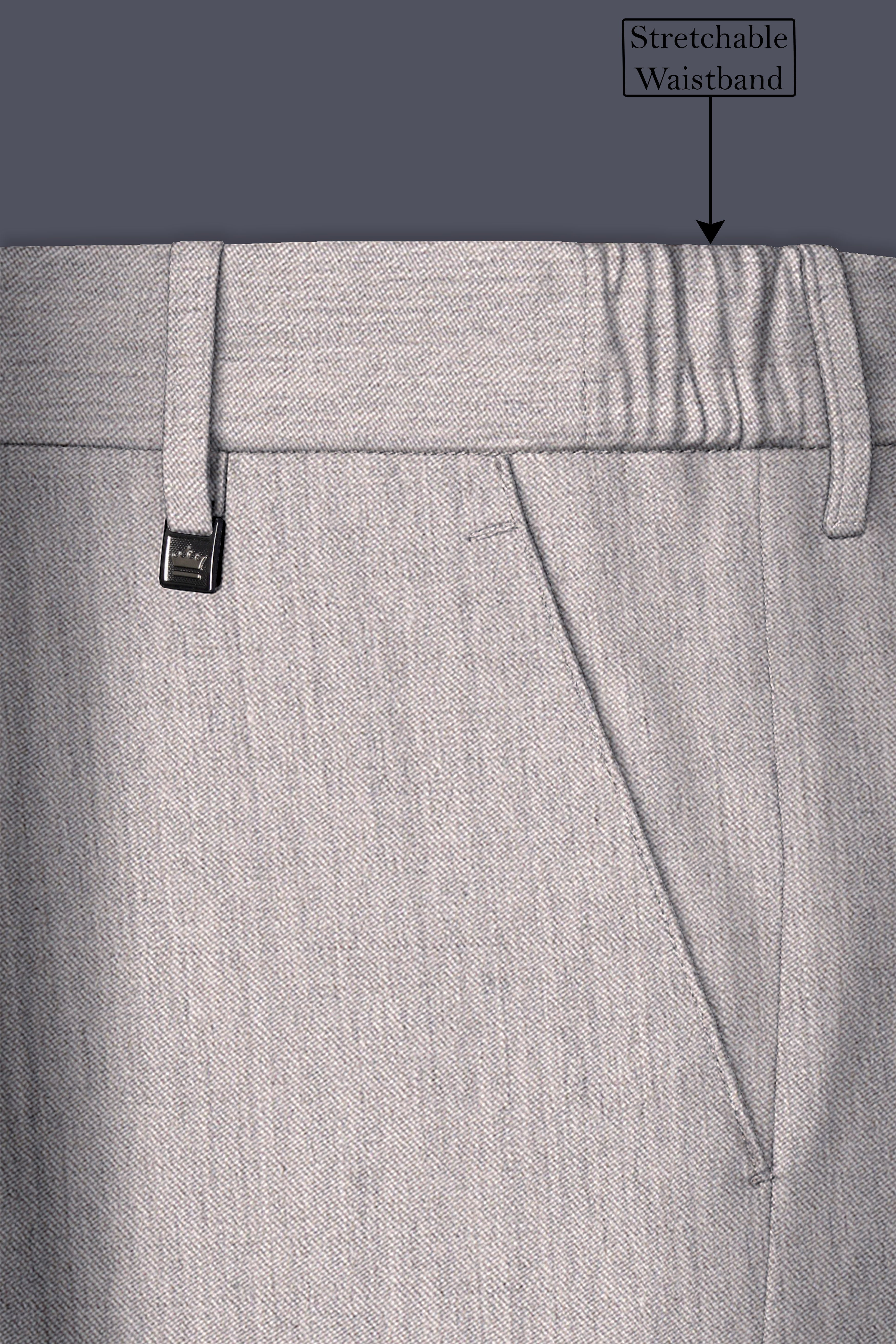 Spanish Gray Textured Wool Blend Pant