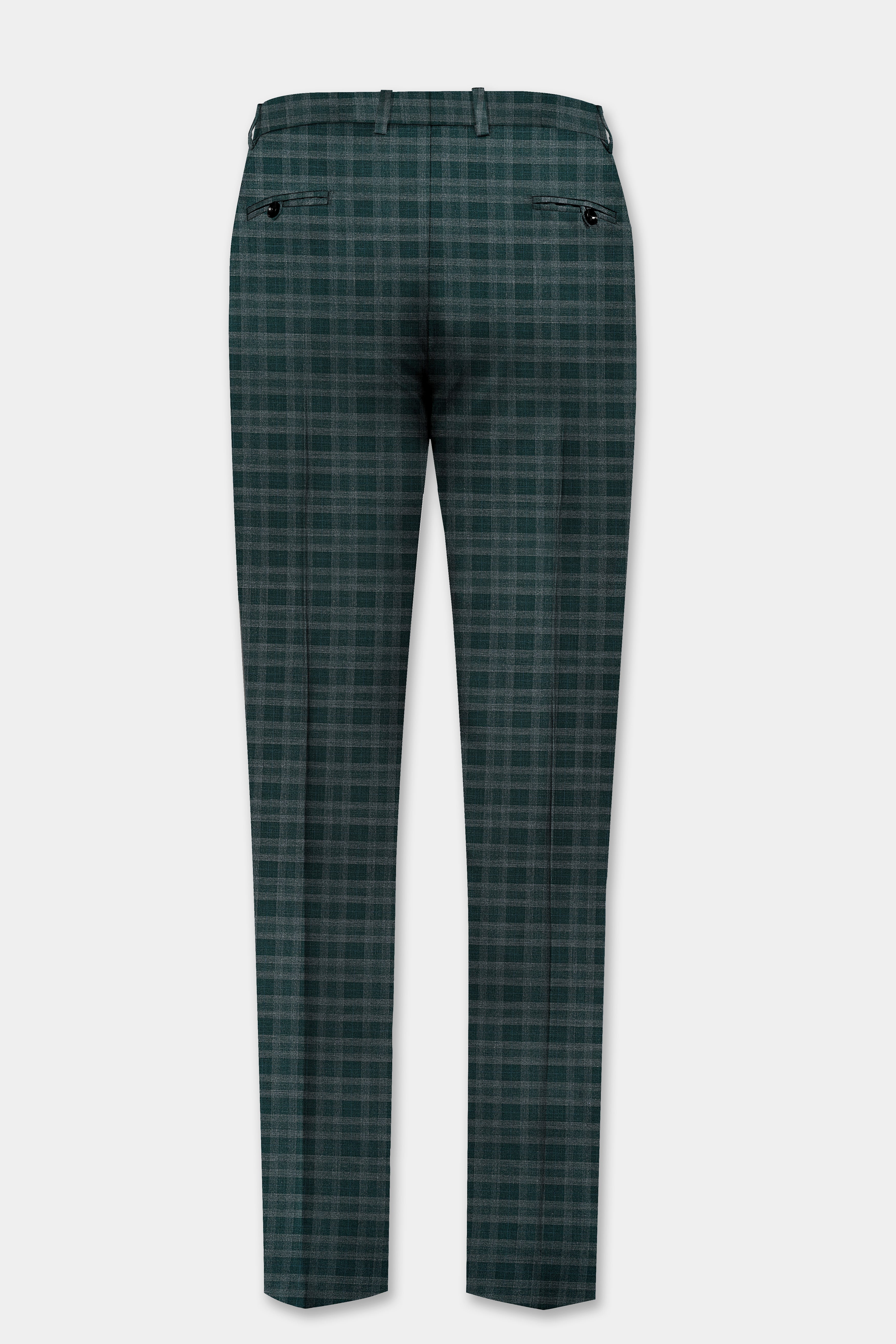 Firefly Green Plaid Wool Blend Stretchable Waistband Pant