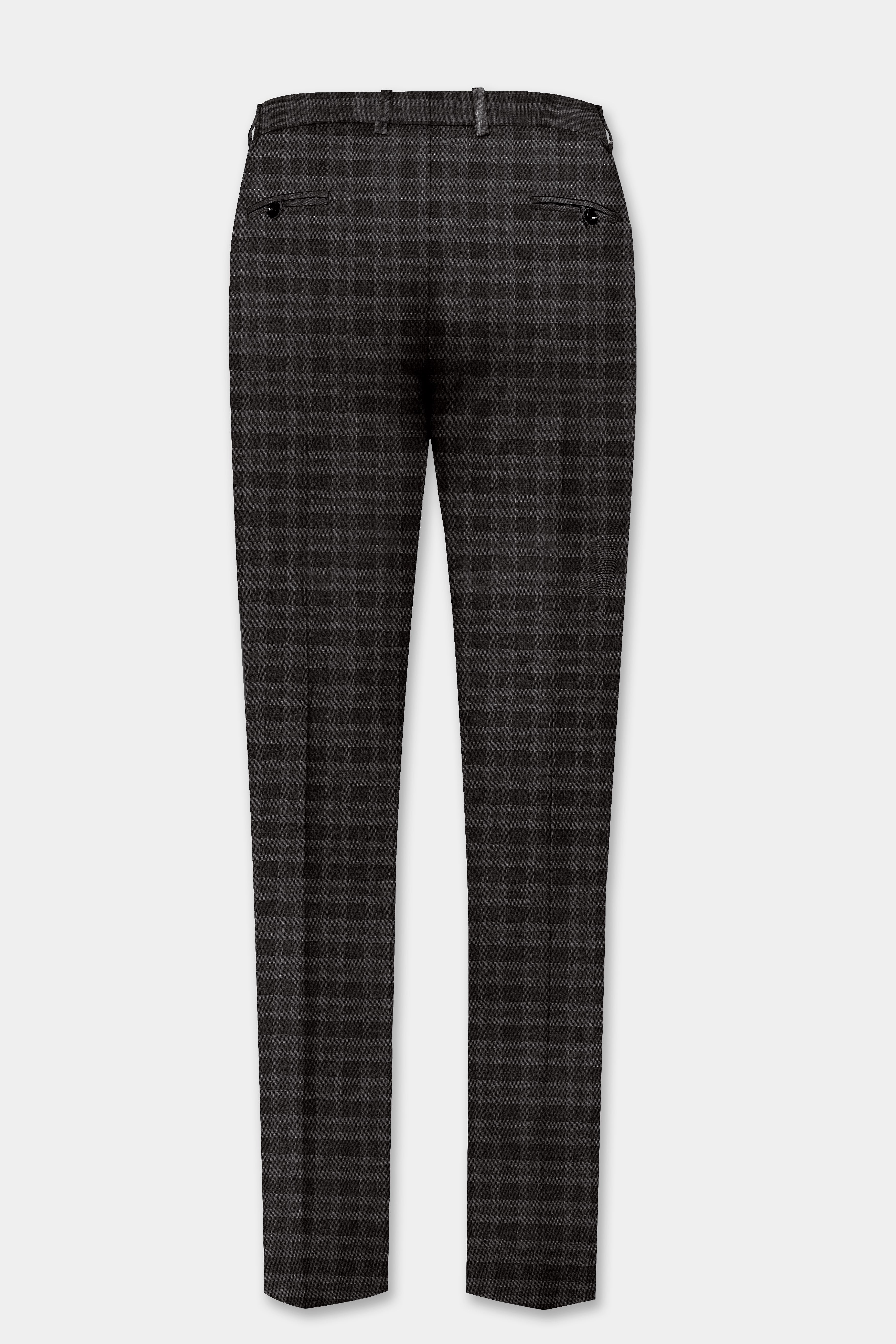 Zeus Brown With Emperor Plaid Wool Blend Stretchable Waistband Pant