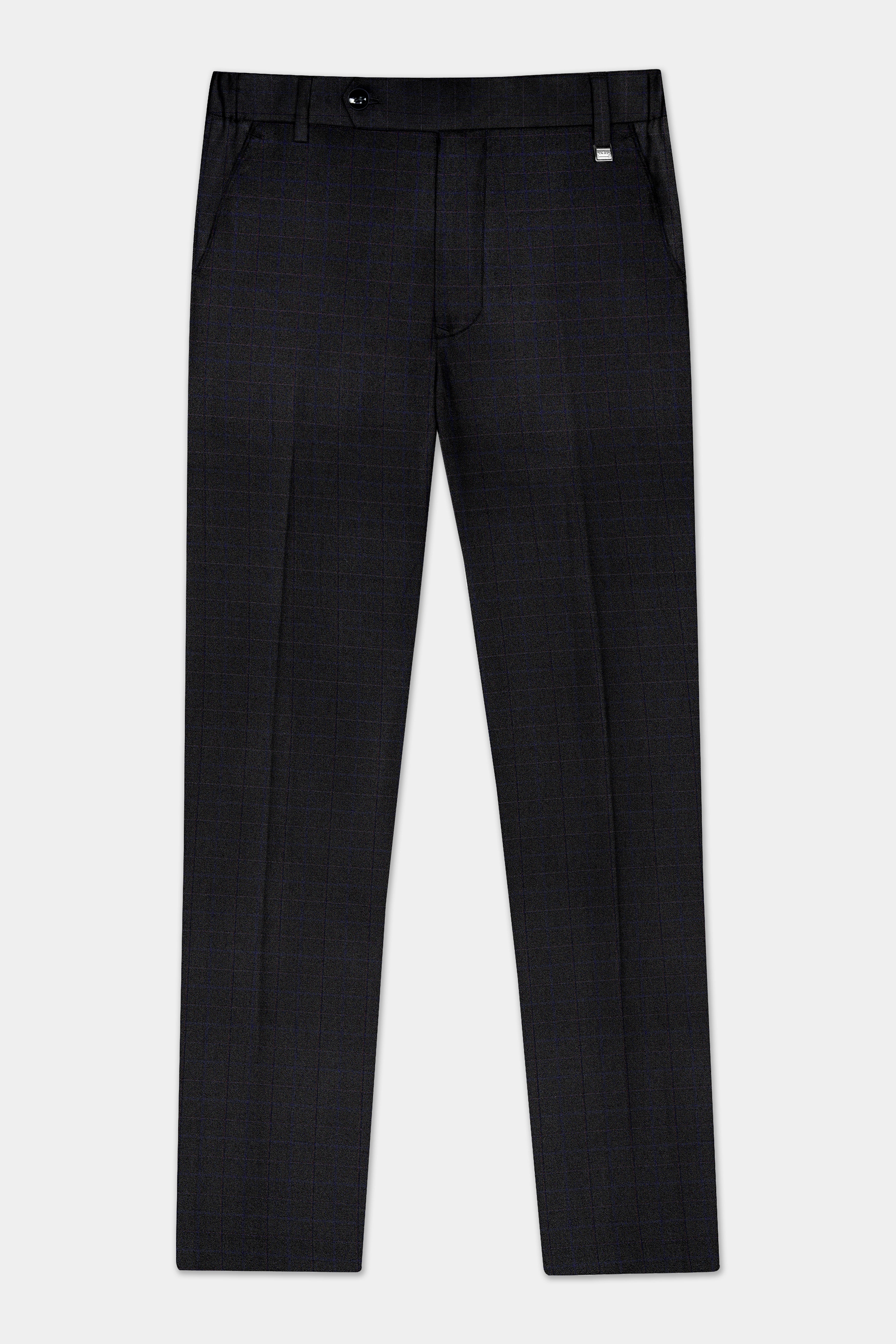 Jade Black Plaid Wool Blend Pant