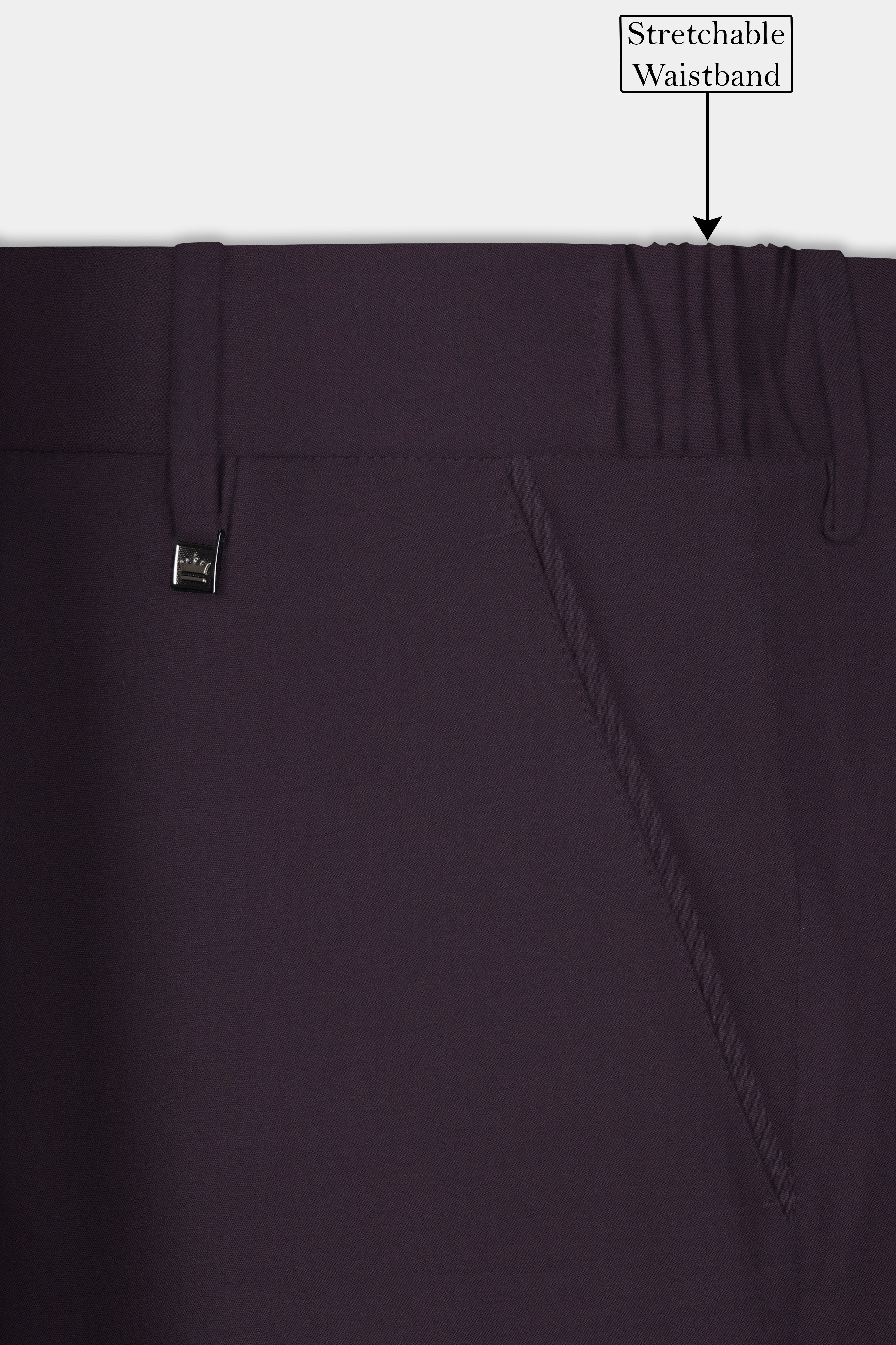 Eminence Purple Solid Wool Blend Stretchable Waistband Pant