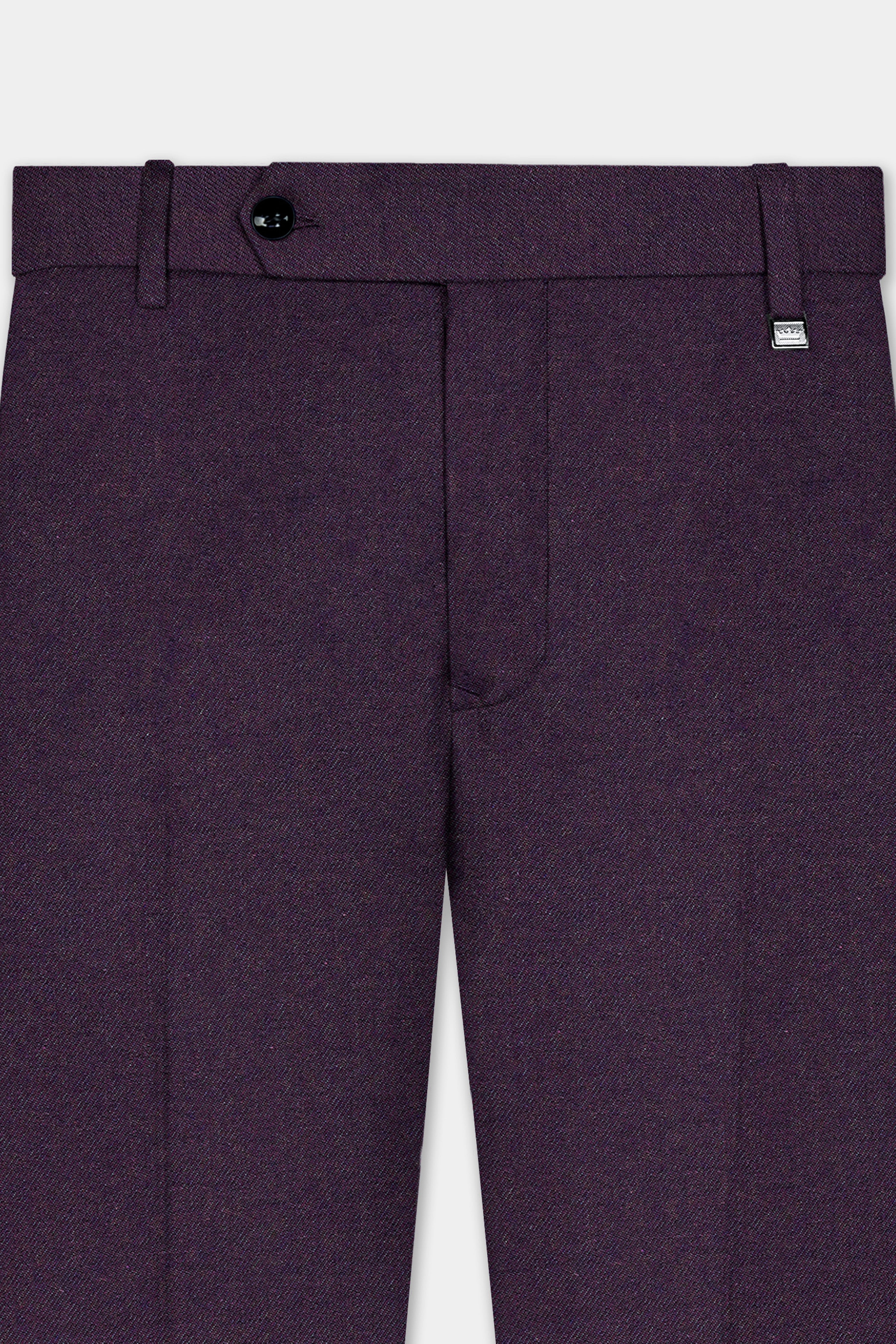 Eminence Purple Solid Wool Blend Stretchable Waistband Pant