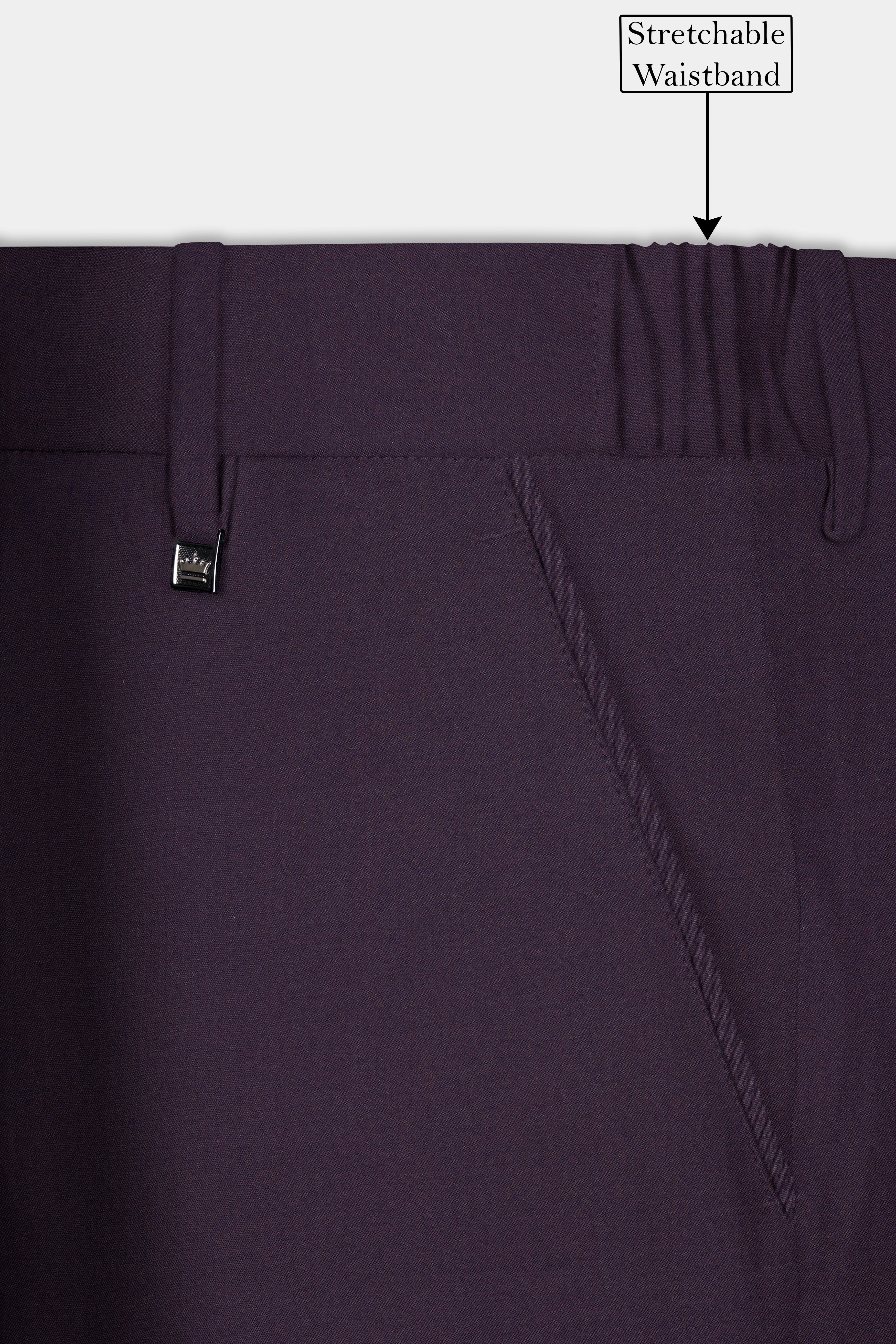 Eminence Purple Solid Wool Blend Stretchable Waistband Pant