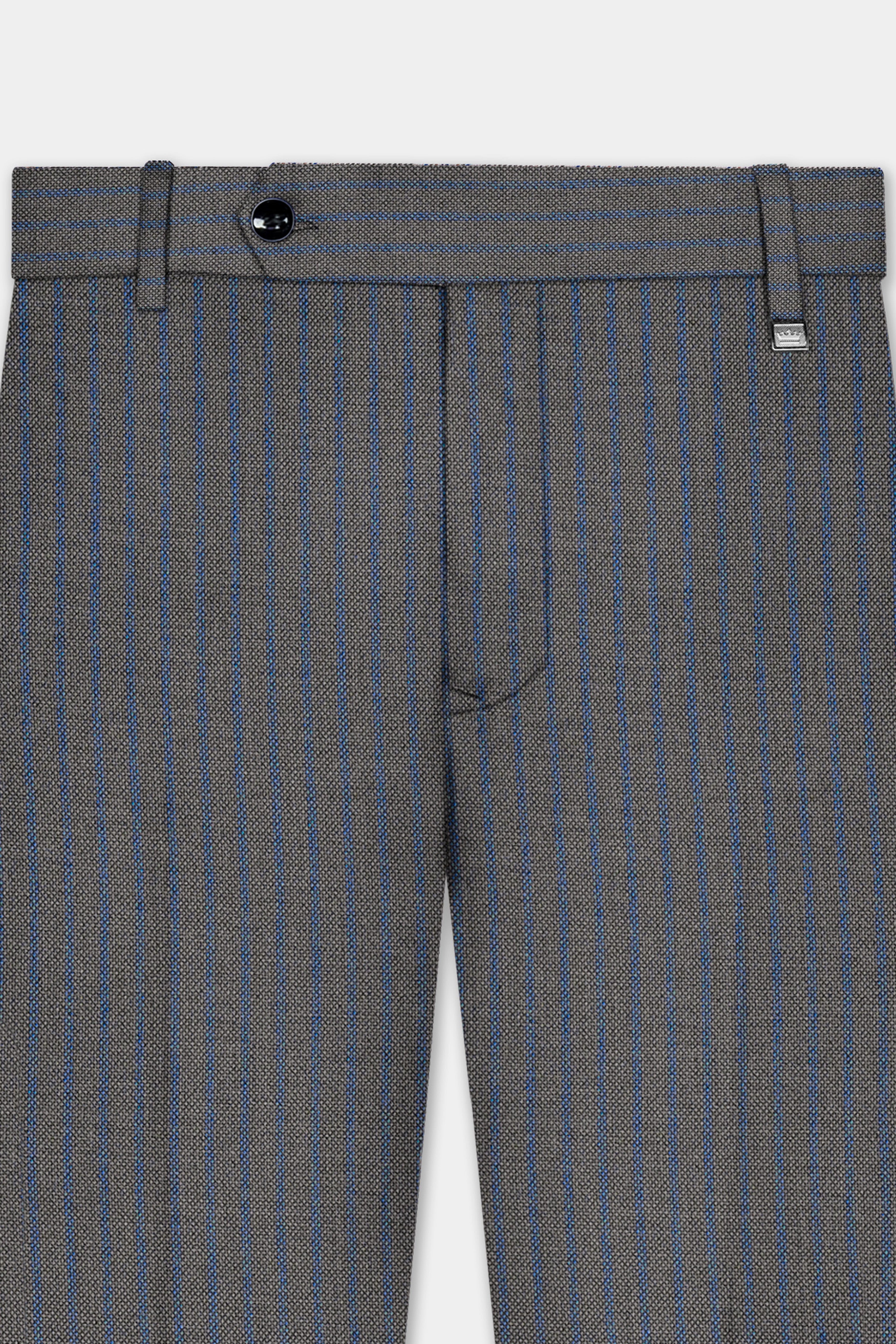 Vampire Gray Striped Wool Blend Stretchable Waistband Pant