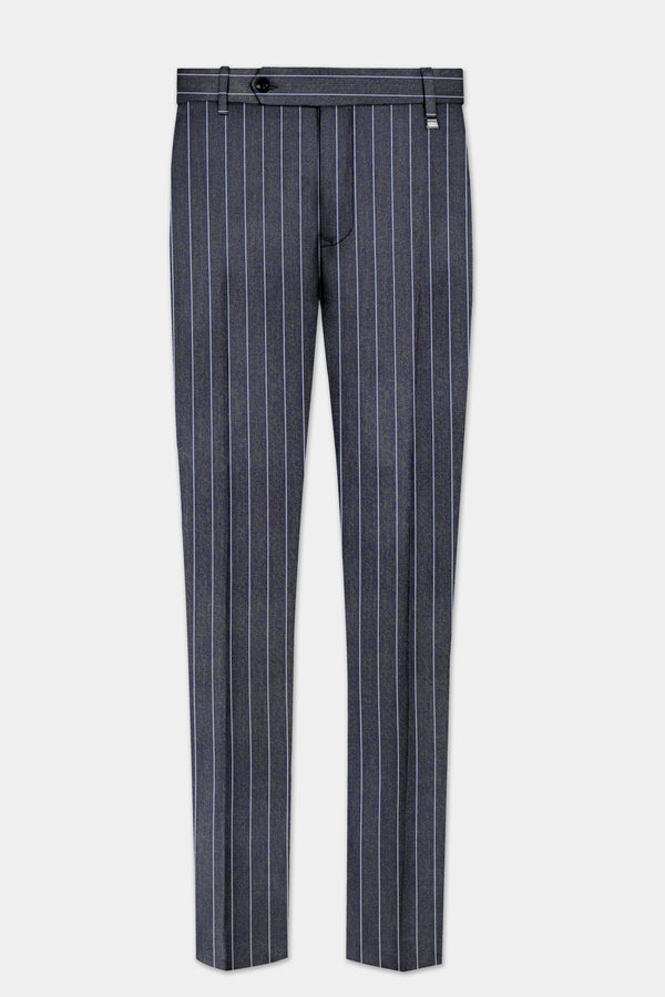 Piano Gray Striped Wool Blend Stretchable Waistband Pant