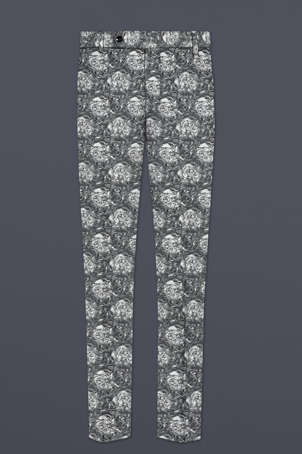 Vampire Gray Jacquard Textured Stretchable Waistband Pant