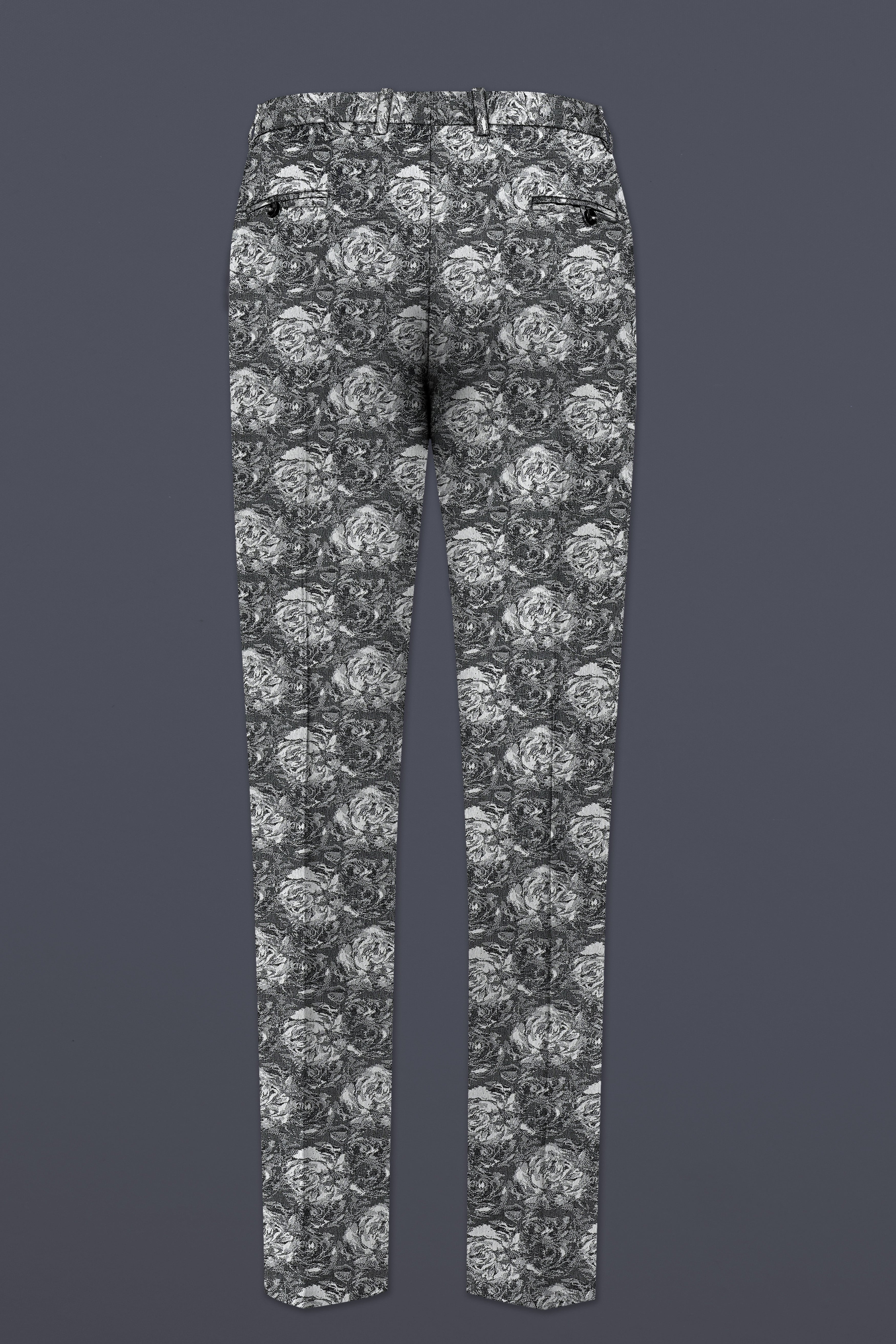 Vampire Gray Jacquard Textured Stretchable Waistband Pant