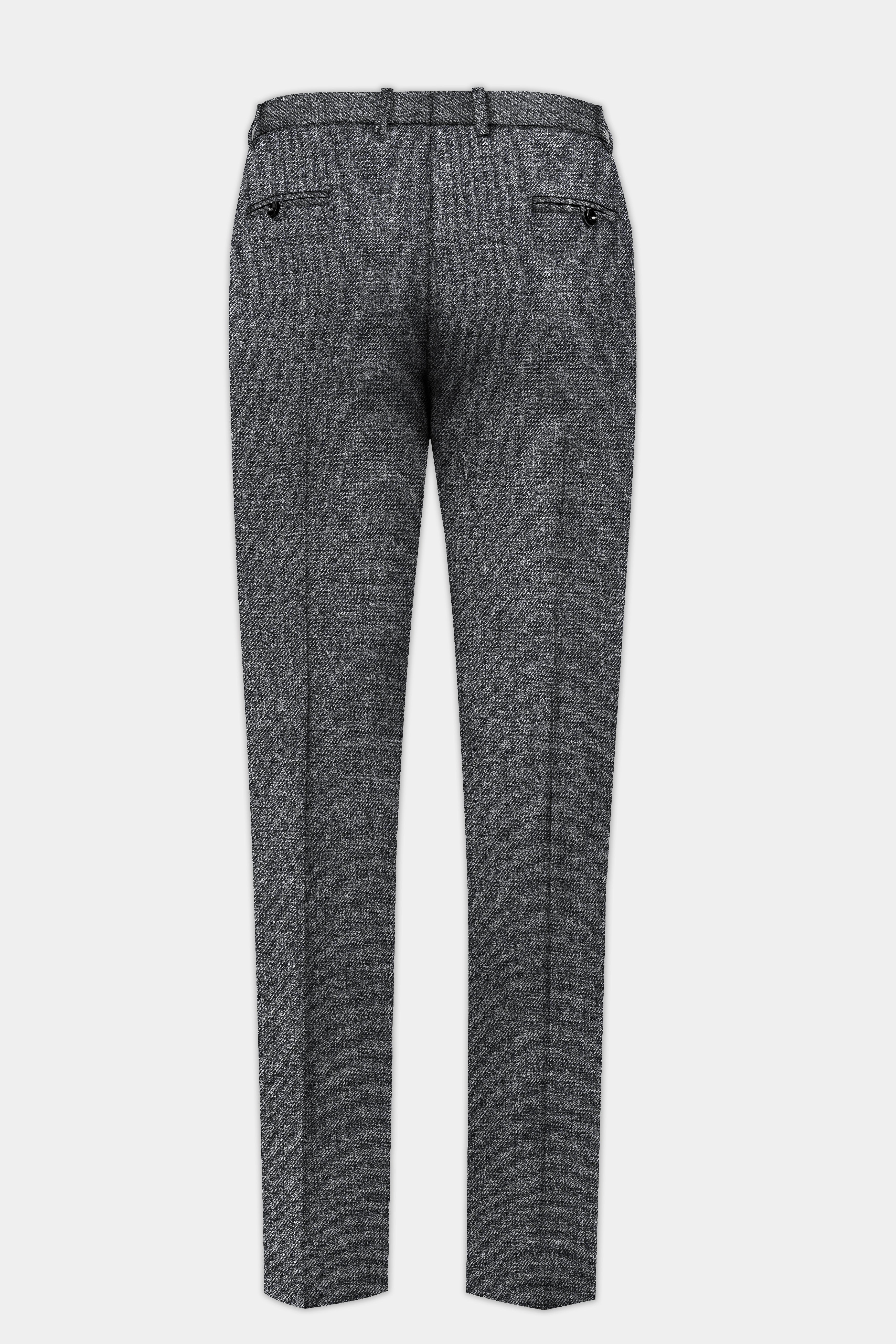 Vampire Gray Textured Wool Blend Flannel Stretchable Waistband Pant