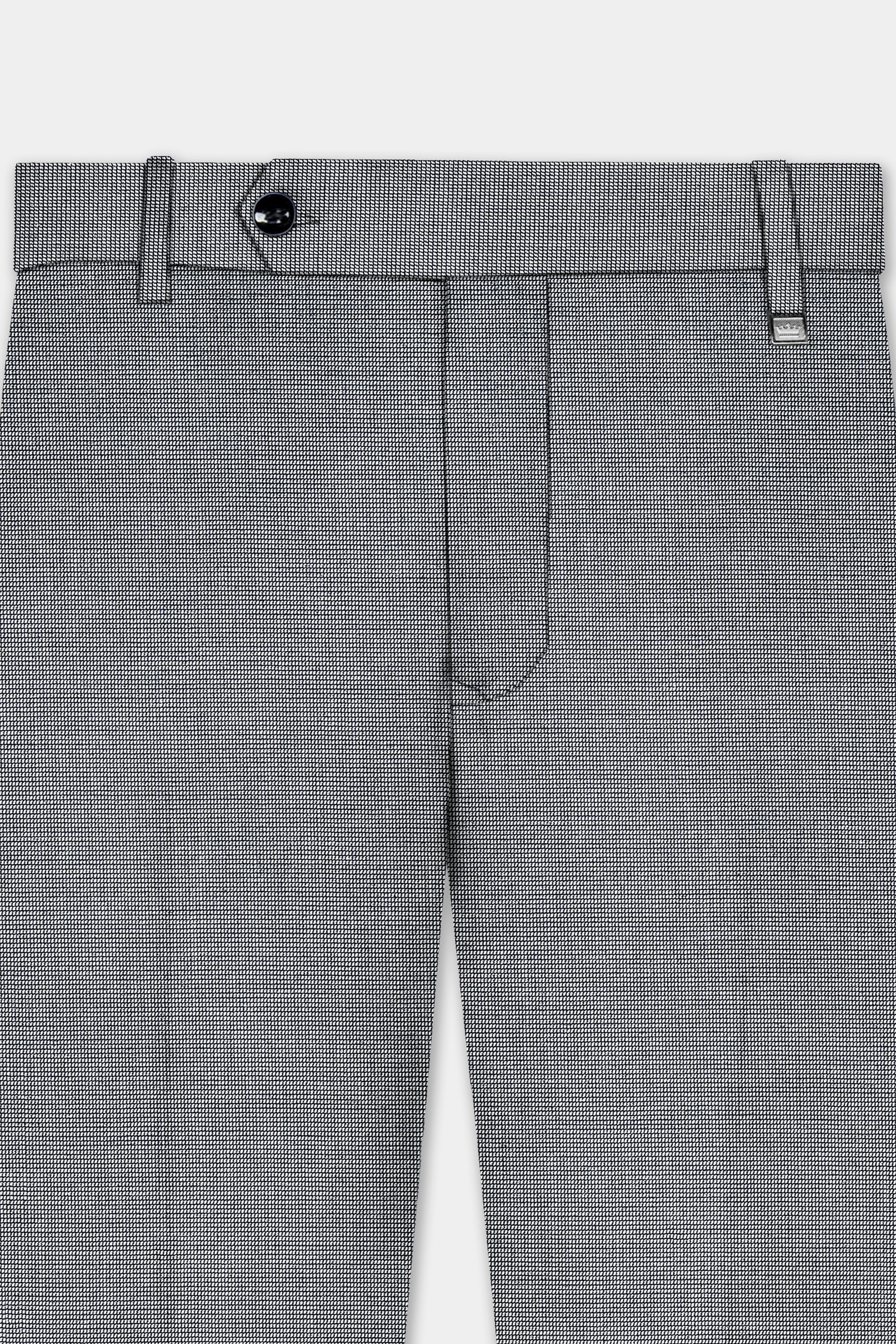 Boulder Gray Textured Wool Blend Stretchable Waistband Pant