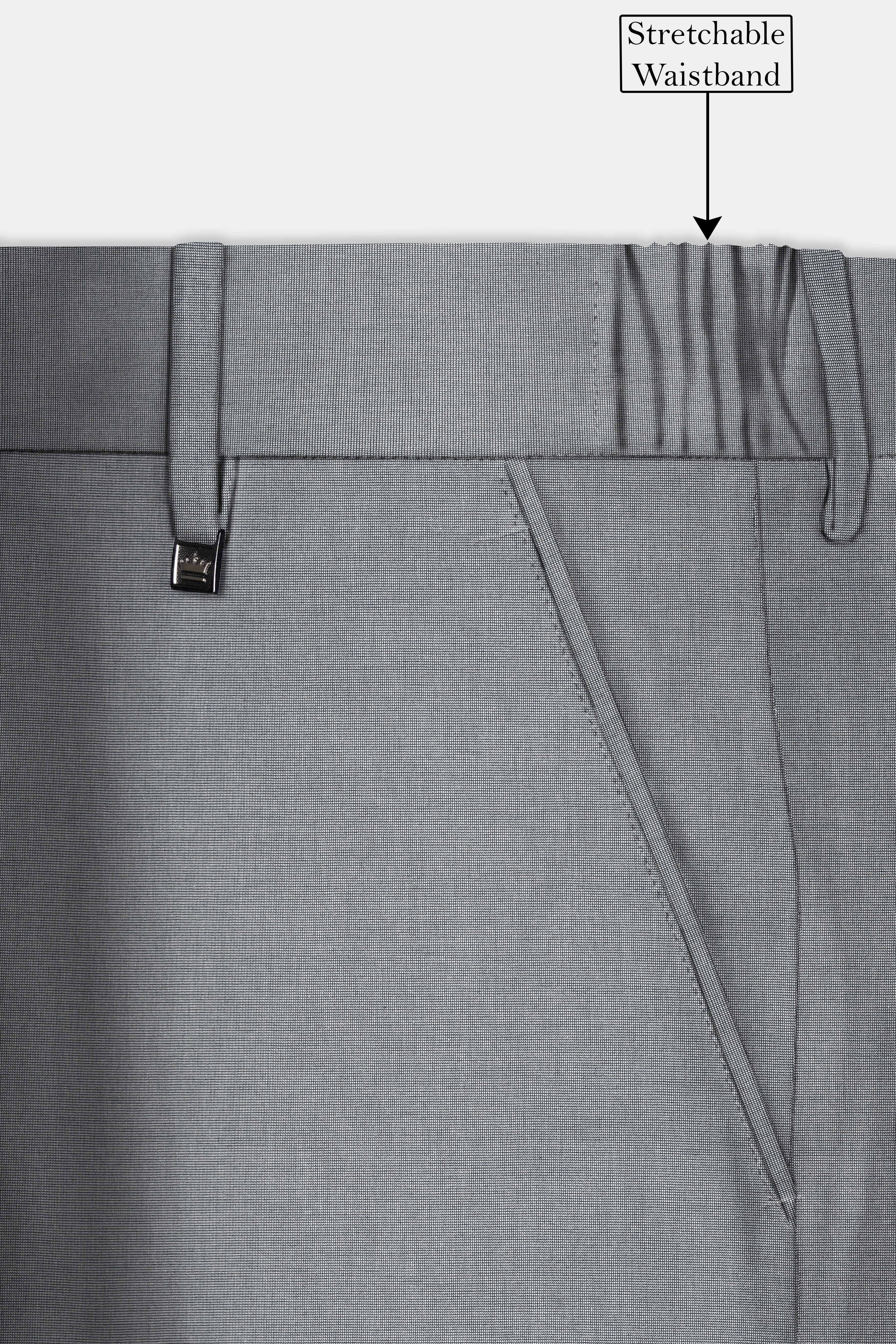 Boulder Gray Textured Wool Blend Stretchable Waistband Pant