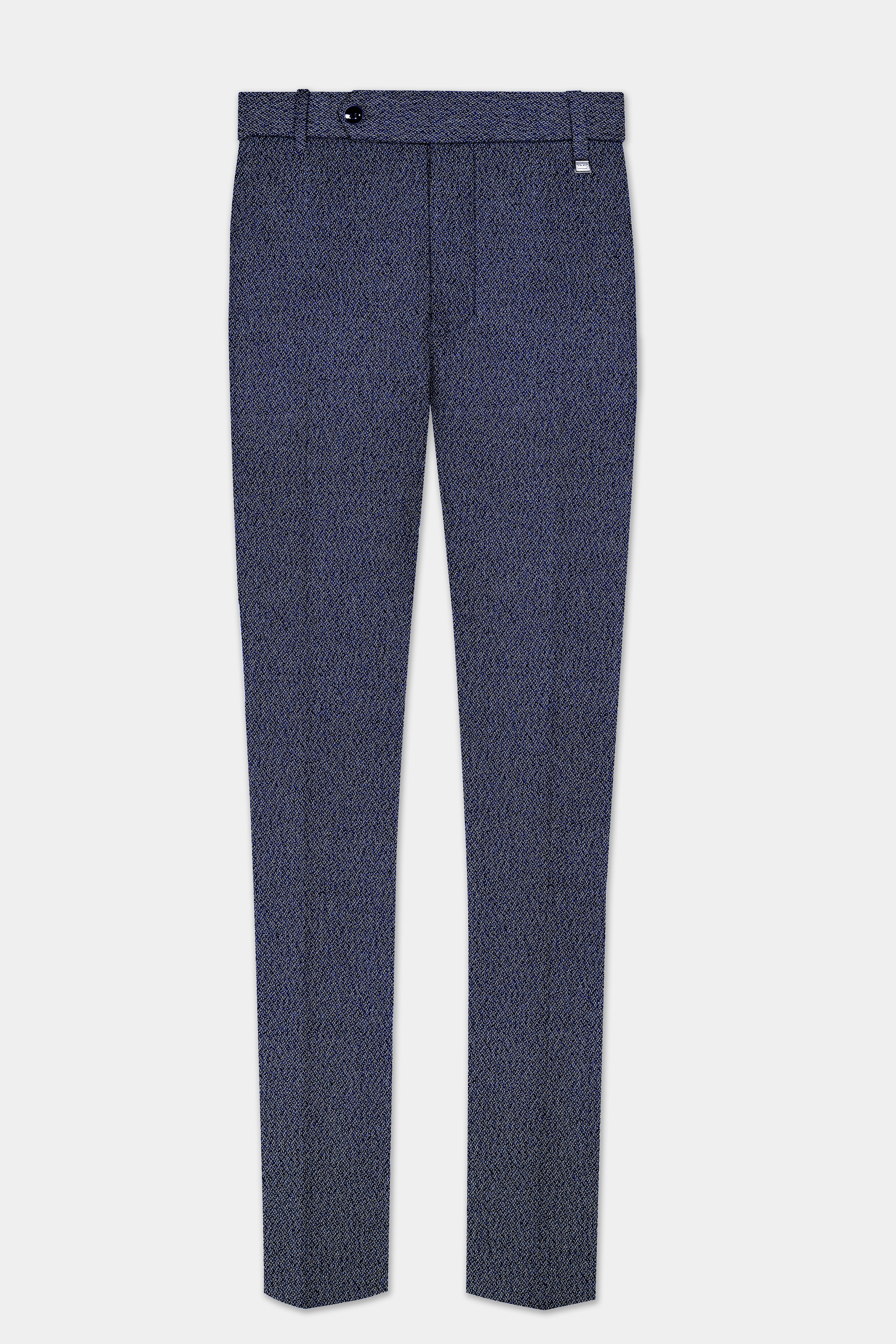 Ebony Clay Blue Textured Cotton Stretchable Waistband Pant