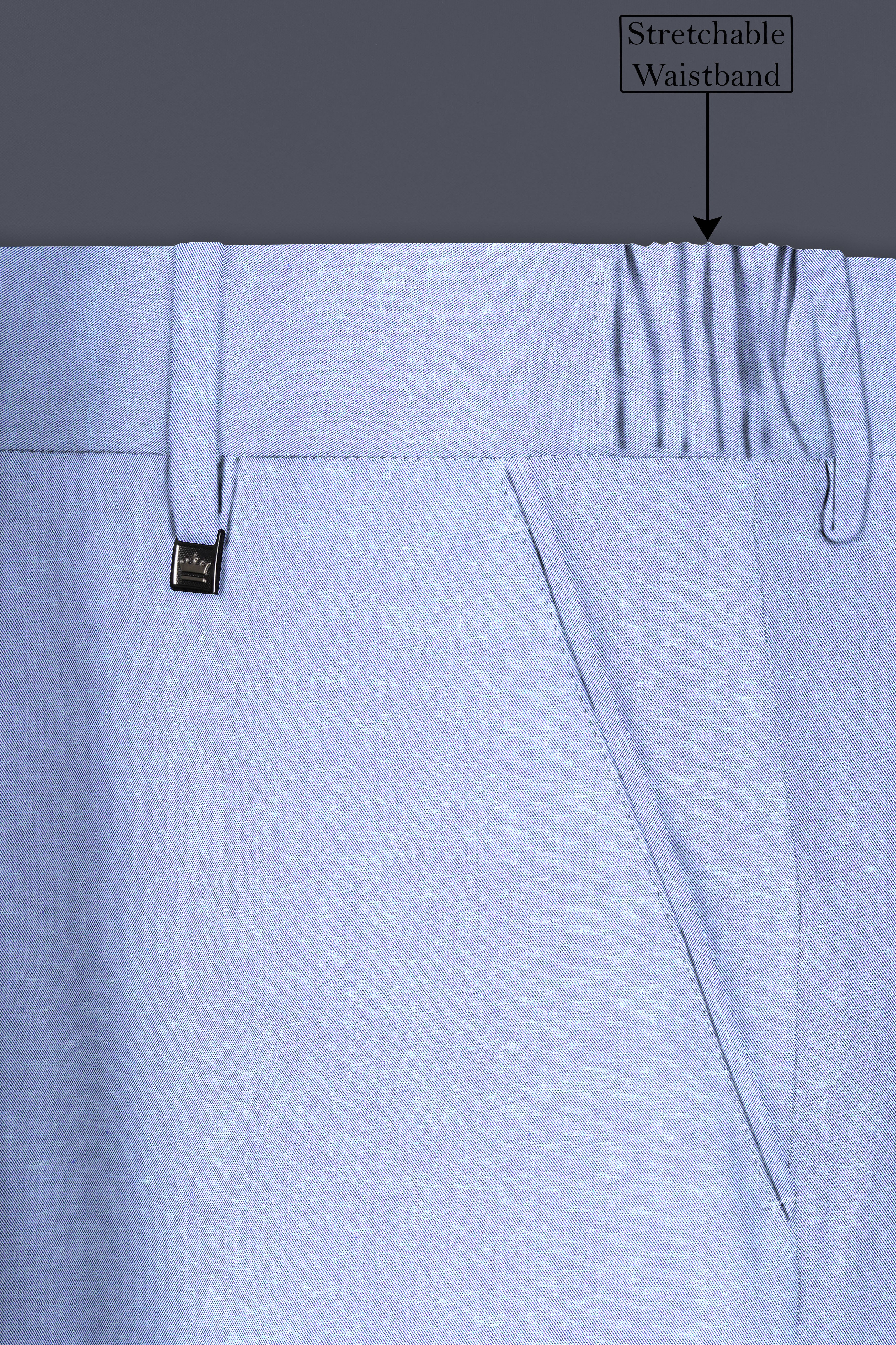 Carolina Blue Textured Cotton Stretchable Waistband Pant