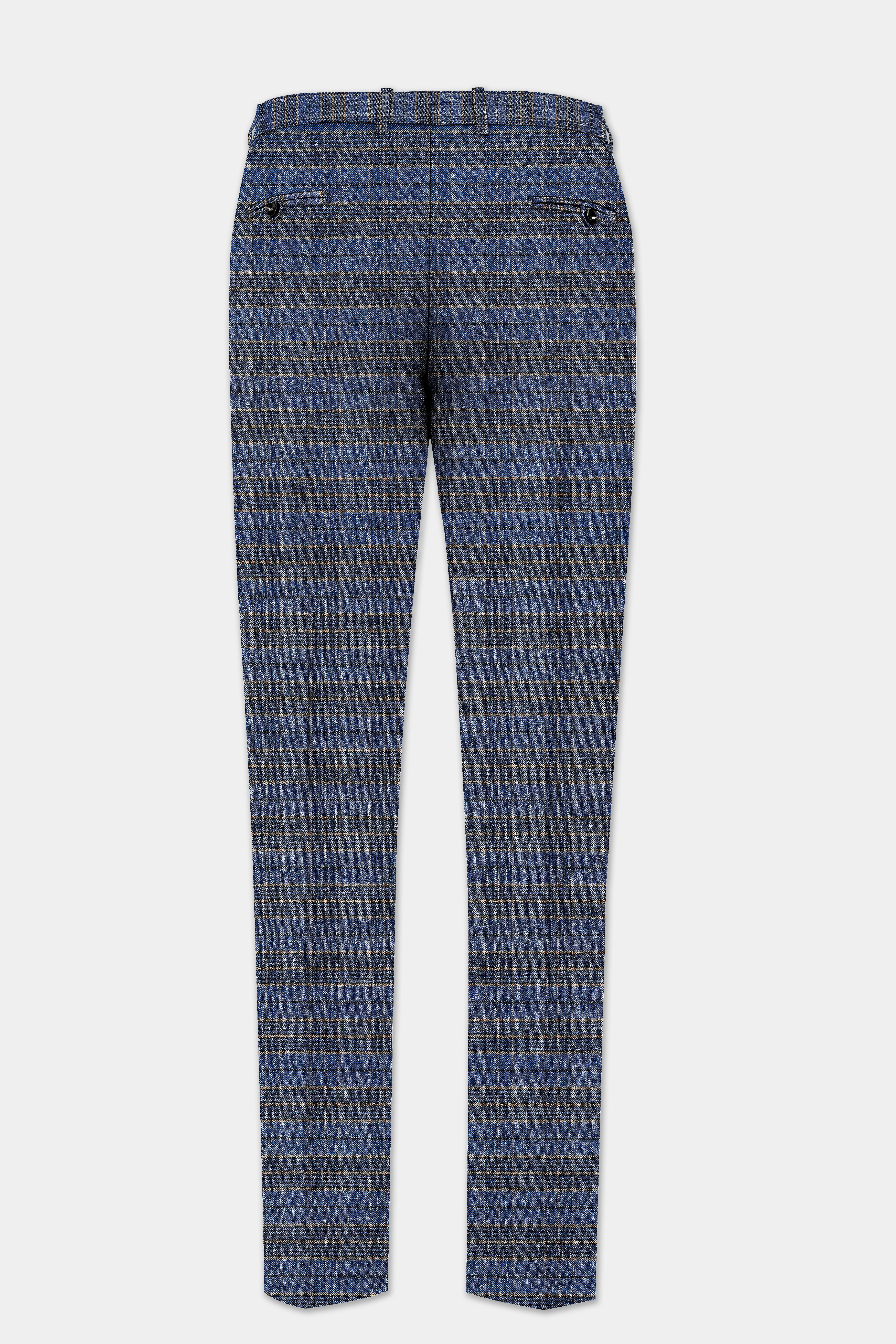 Dianne Blue Plaid Wool Blend Stretchable Waistband Pant