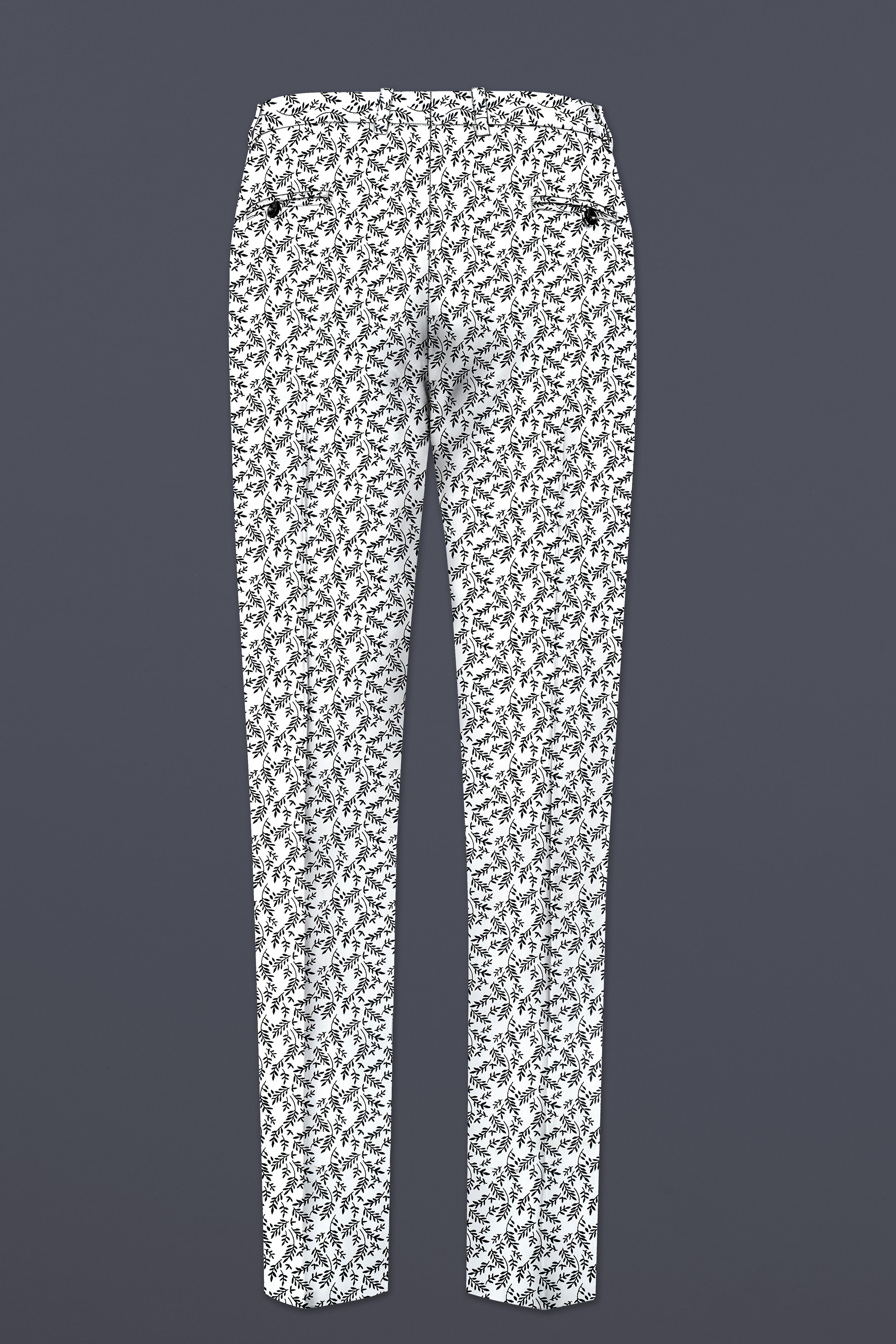 Bright White And jade Black Printed Cotton Stretchable Waistband Pant