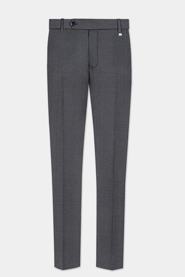 Shaft Gray Textured Wool Blend Stretchable Waistband Pant