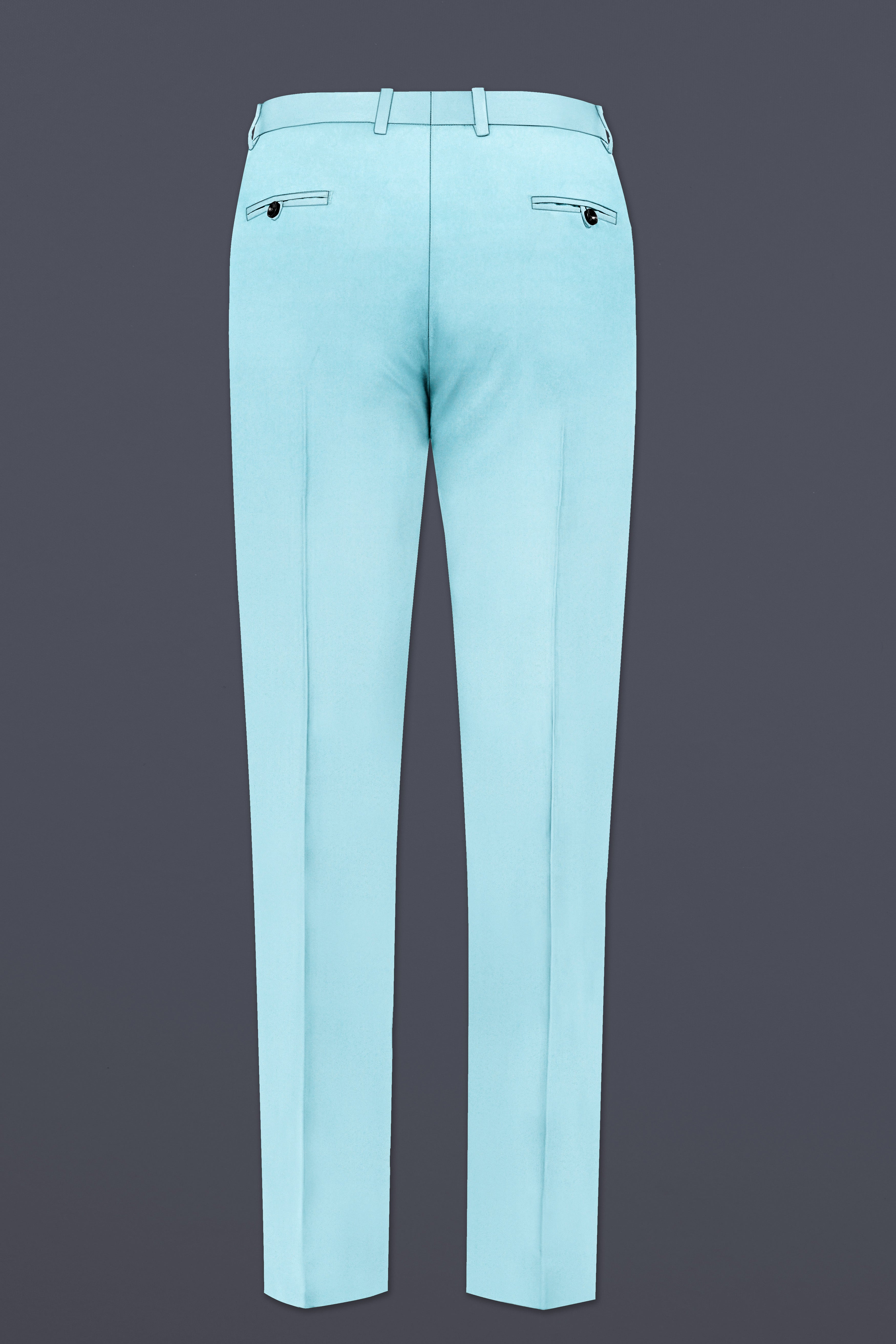 Korean Blizzard Blue Solid Wool Rich Stretchable Waistband Pant