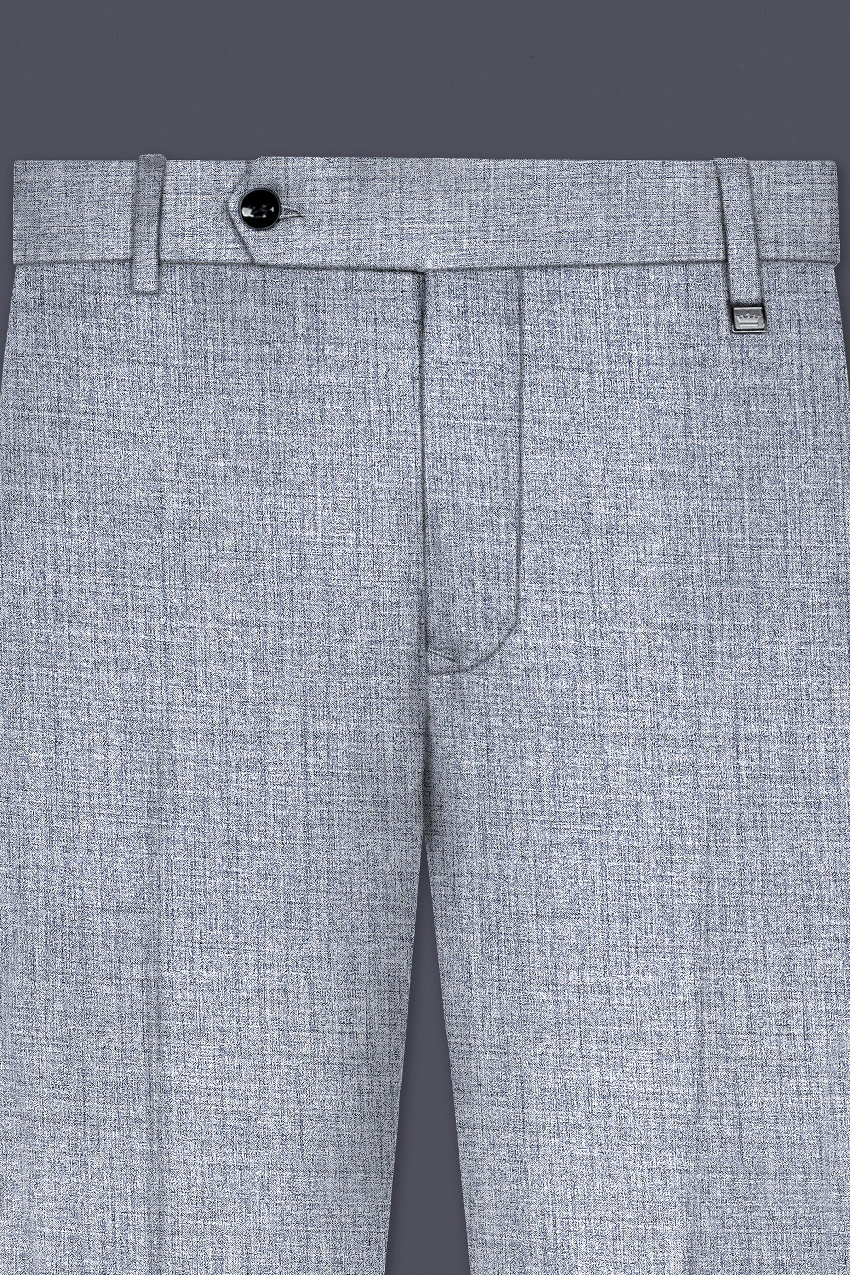 Manatee Gray Textured Wool Rich Stretchable Waistband Pant