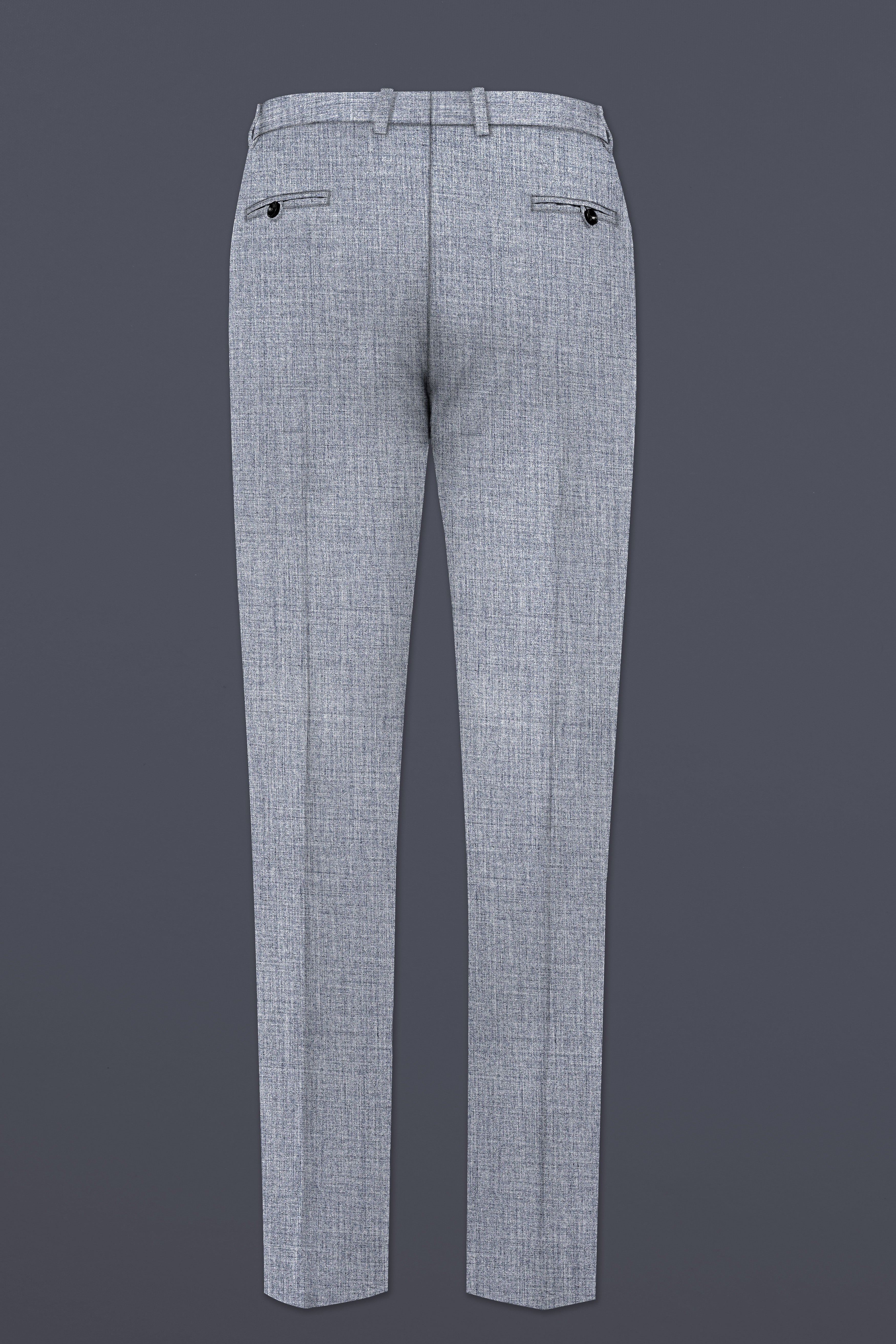 Manatee Gray Textured Wool Rich Stretchable Waistband Pant