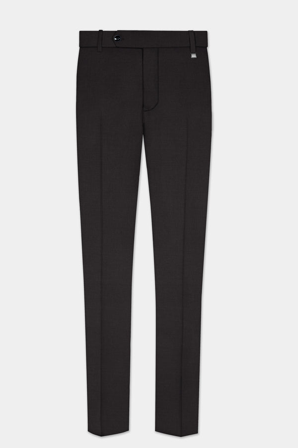 Zeus Black Solid Wool Rich Stretchable Waistband Pant