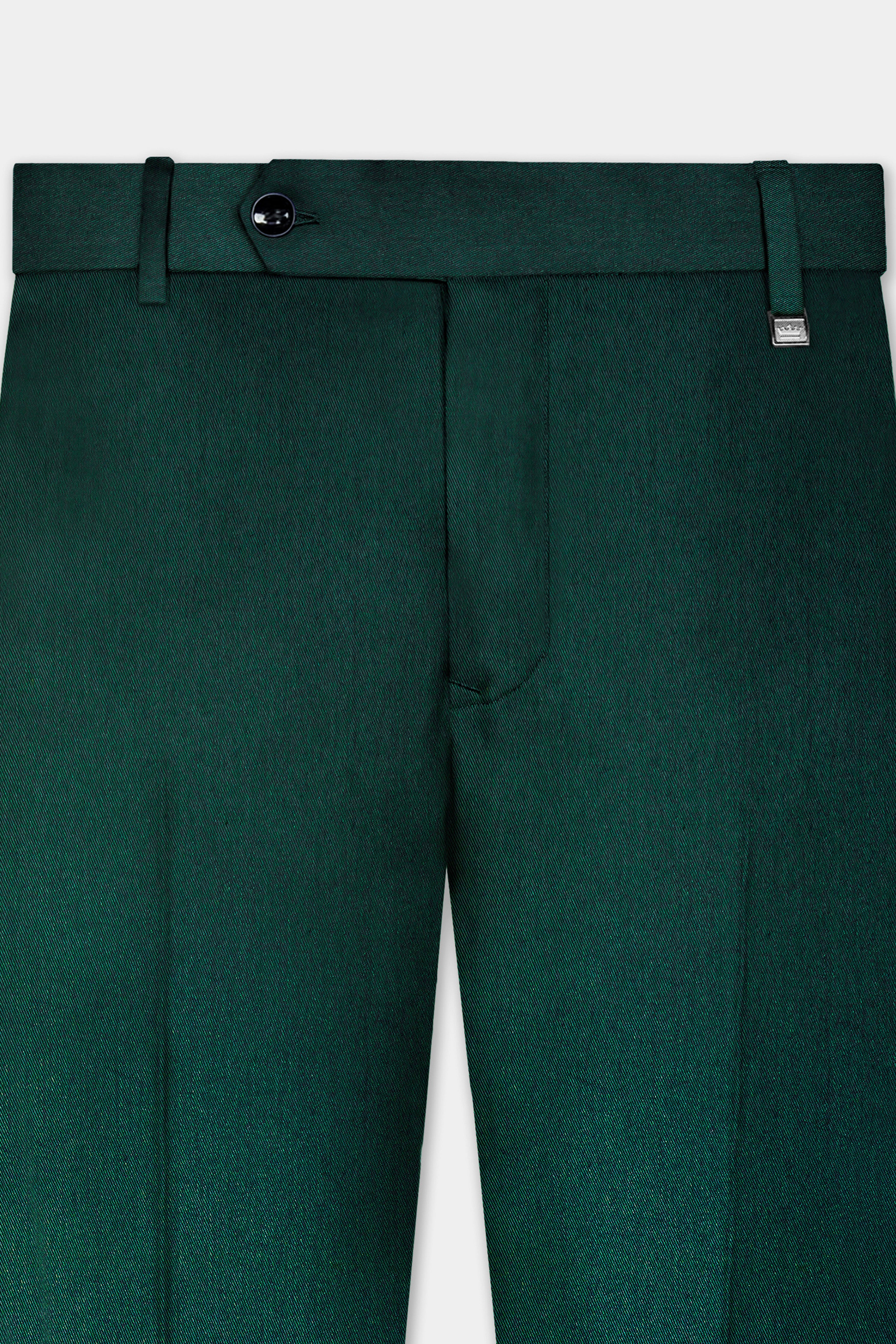 Phthalo Green Solid Cotton Stretchable Waistband Pant