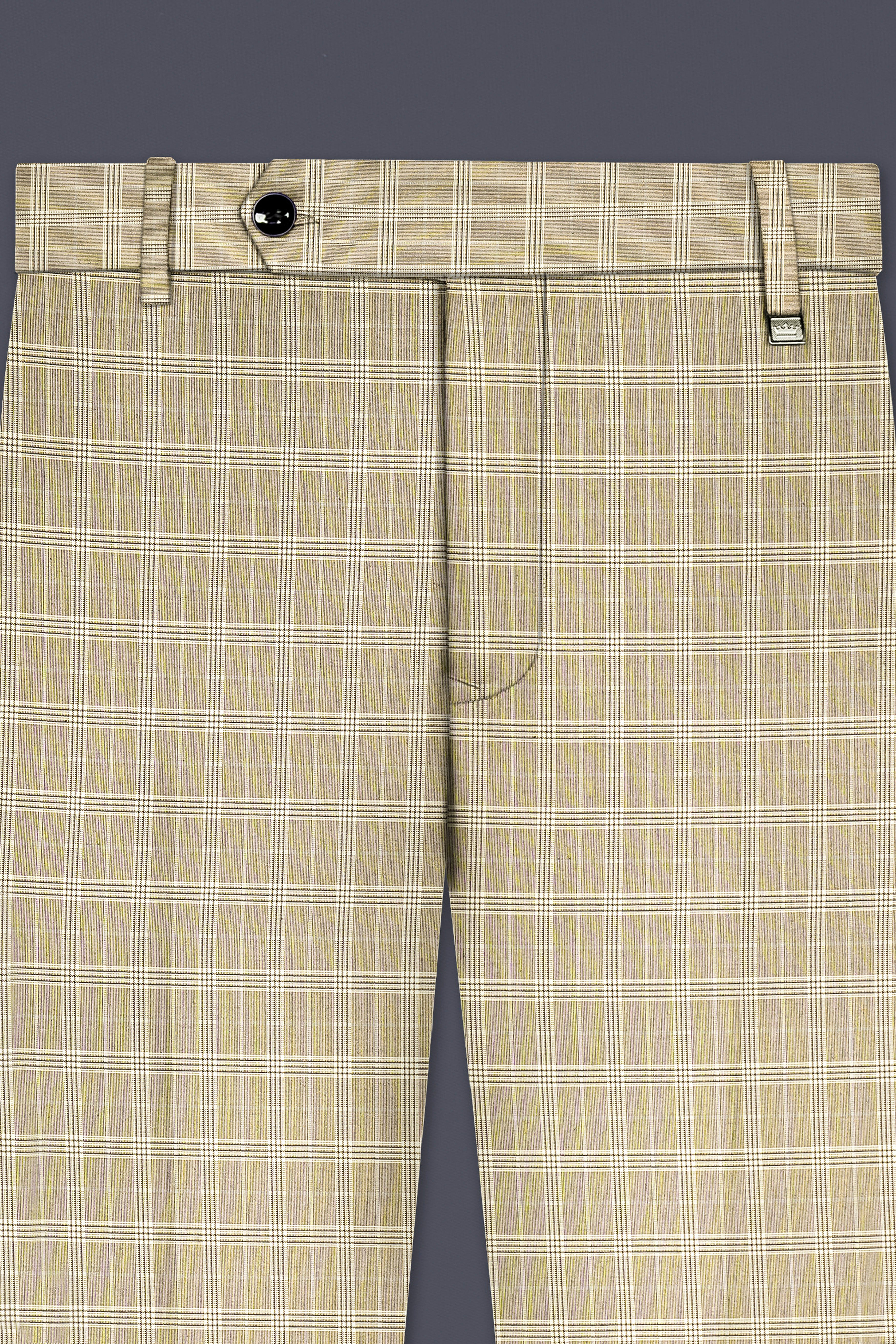 Eagle Cream Plaid Wool Rich Stretchable Waistband Pant