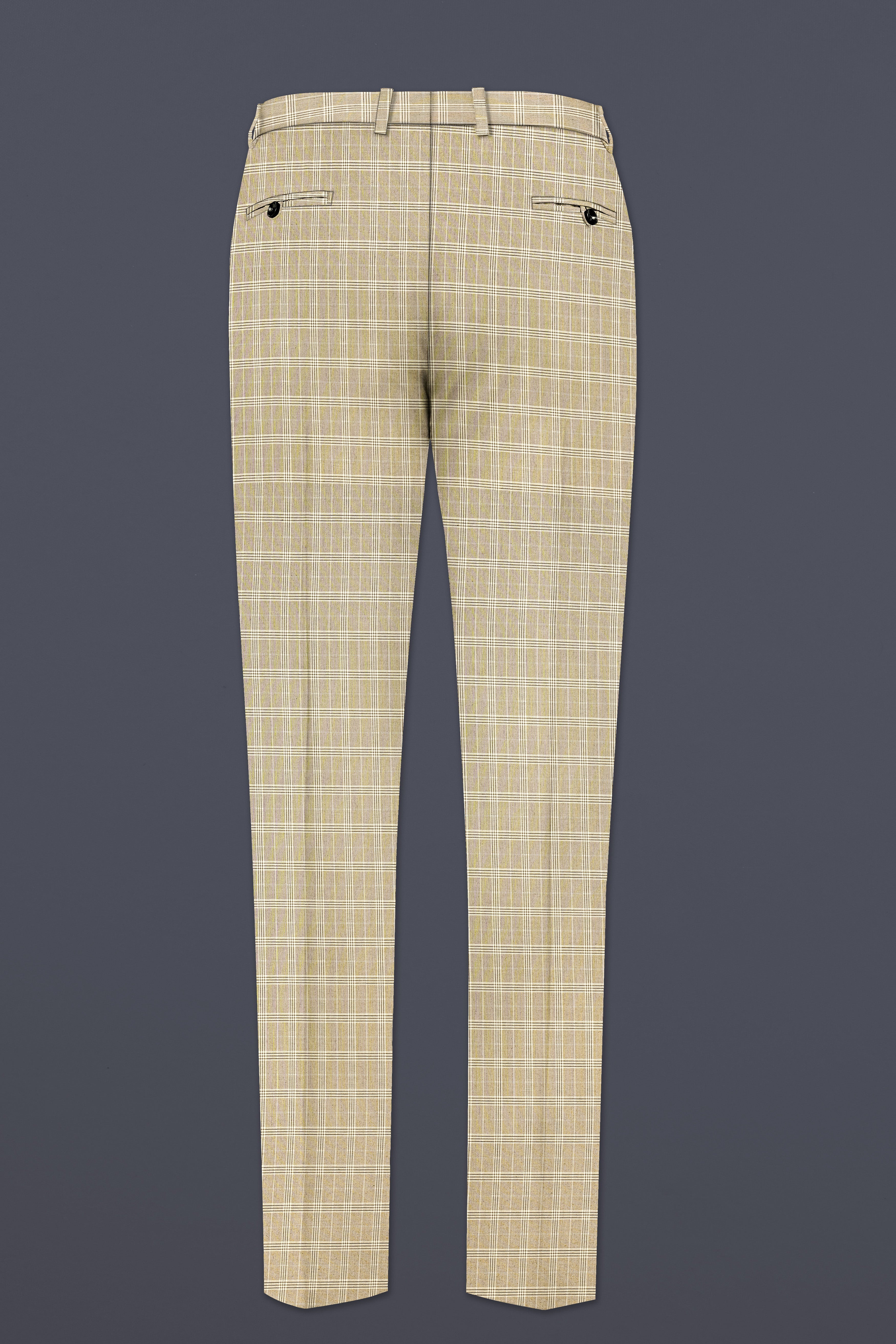 Eagle Cream Plaid Wool Rich Stretchable Waistband Pant