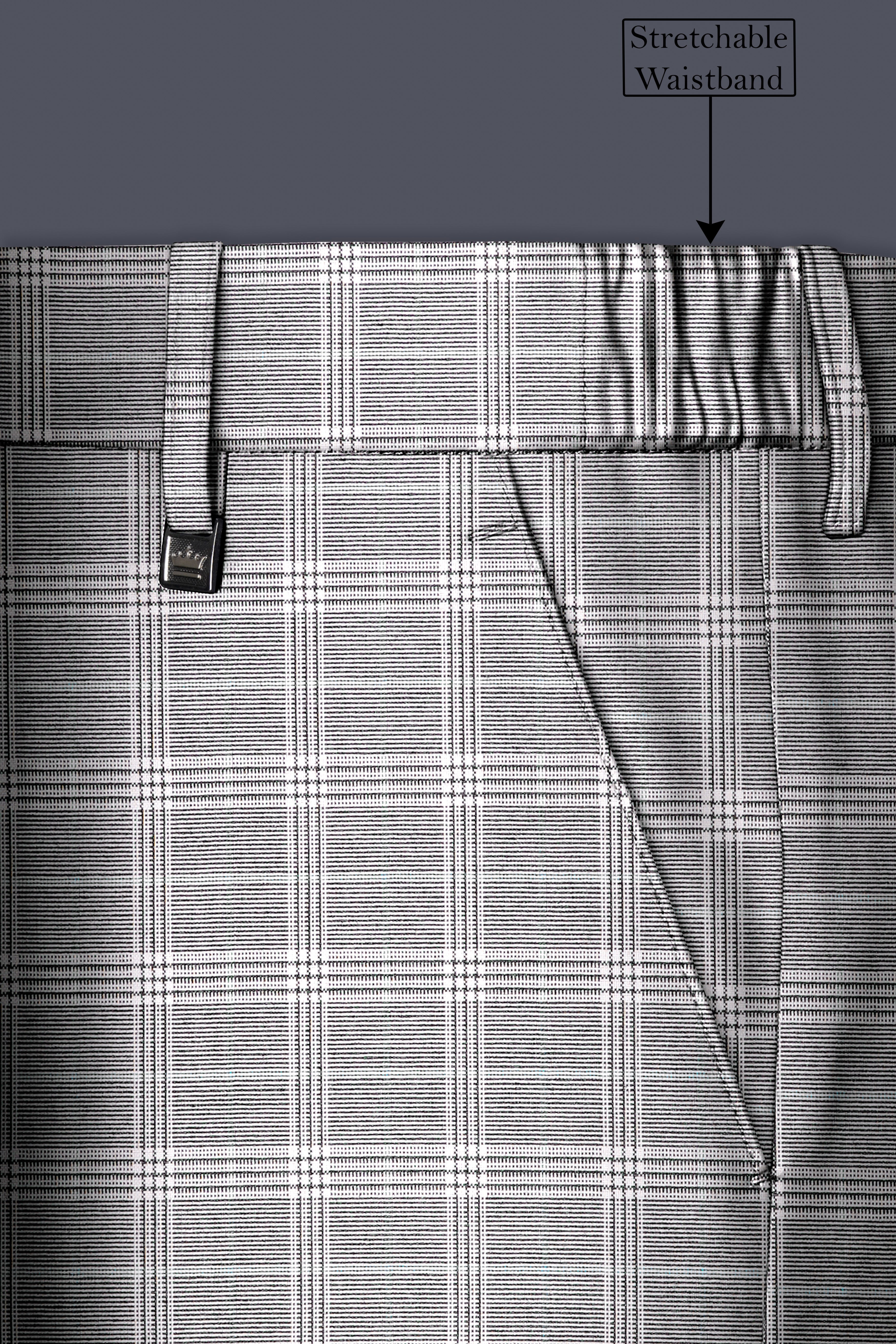 Venus Gray Plaid Wool Rich Stretchable Waistband Pant