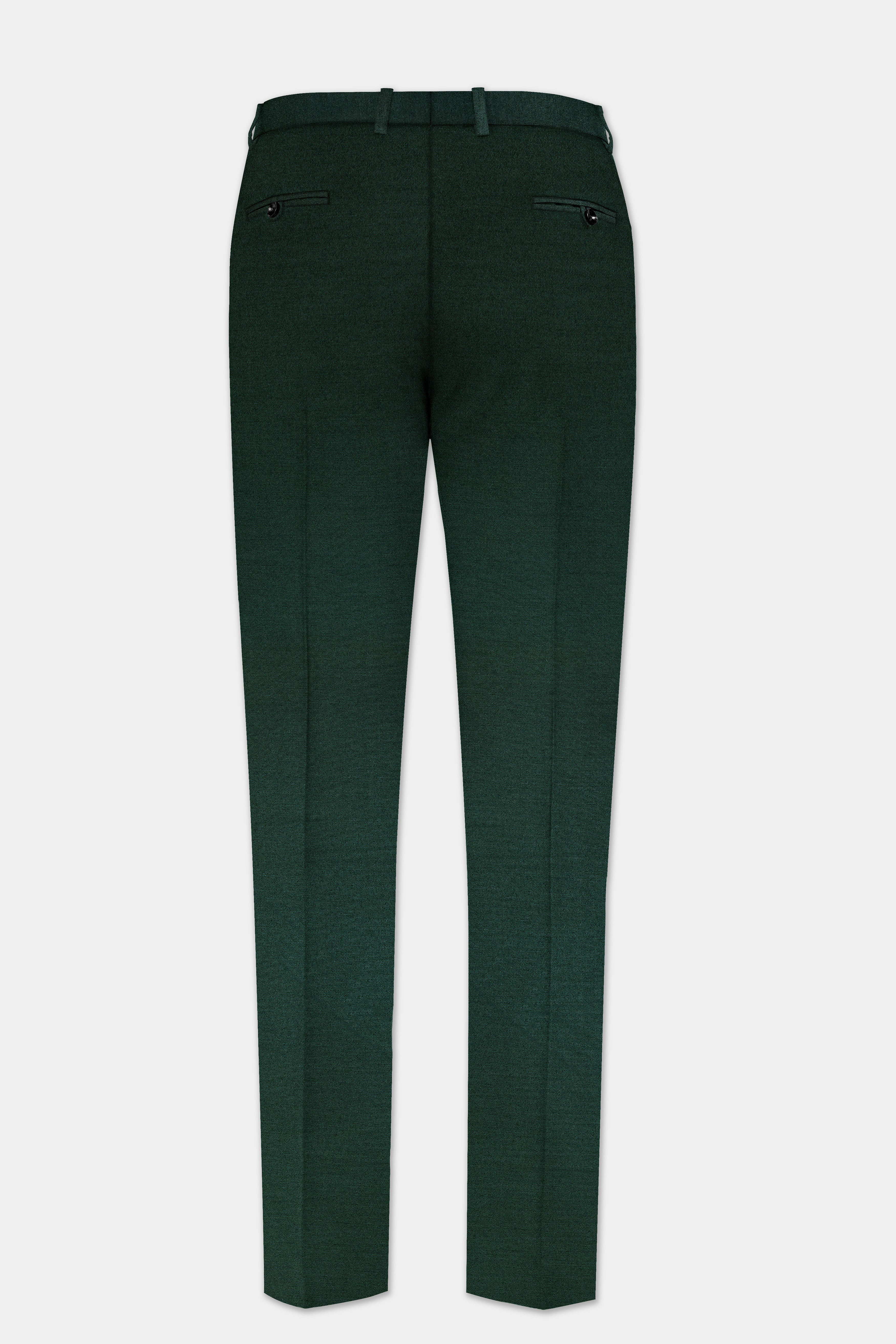 Timber Green Solid Wool Rich Stretchable Waistband Pant