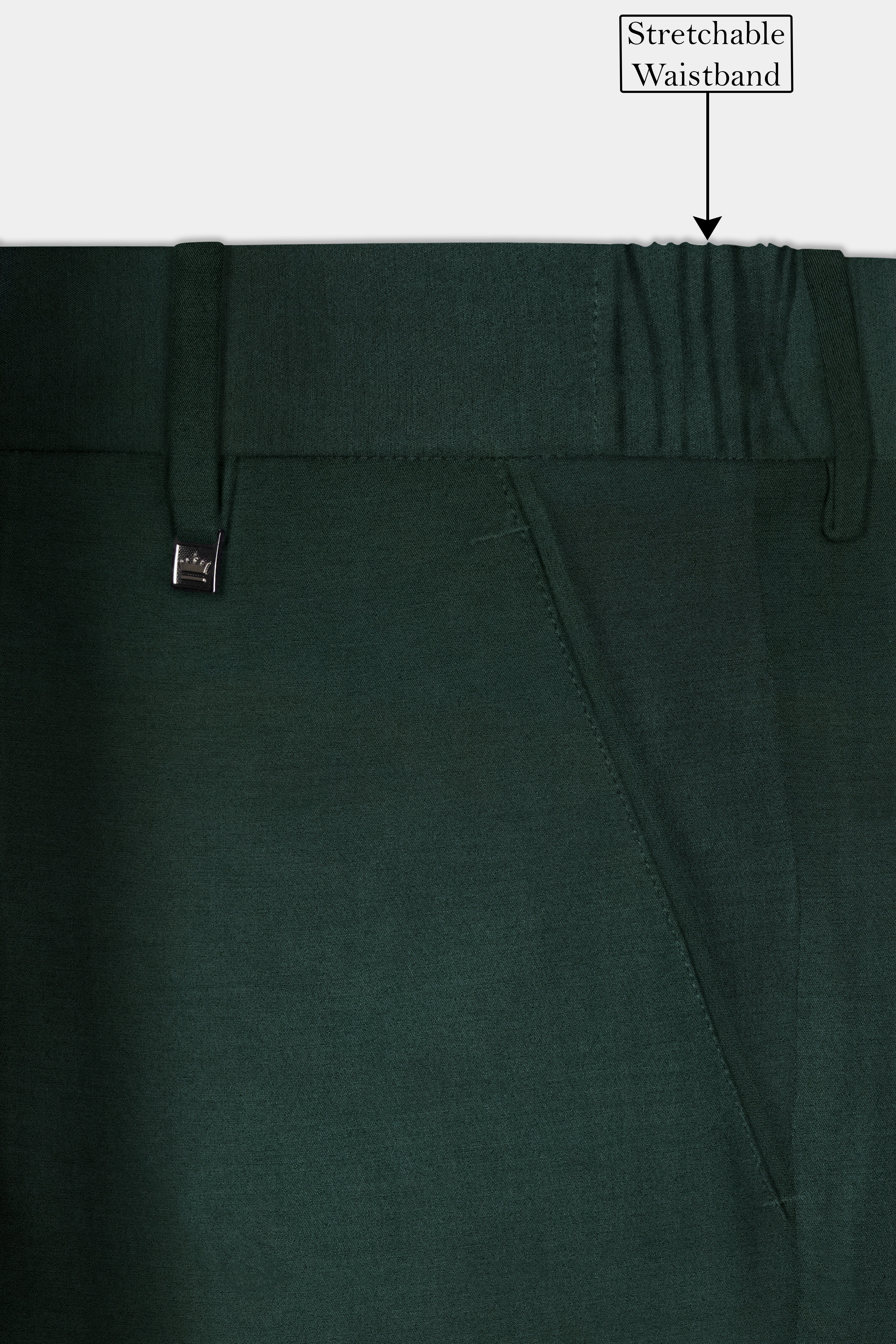 Timber Green Solid Wool Rich Stretchable Waistband Pant