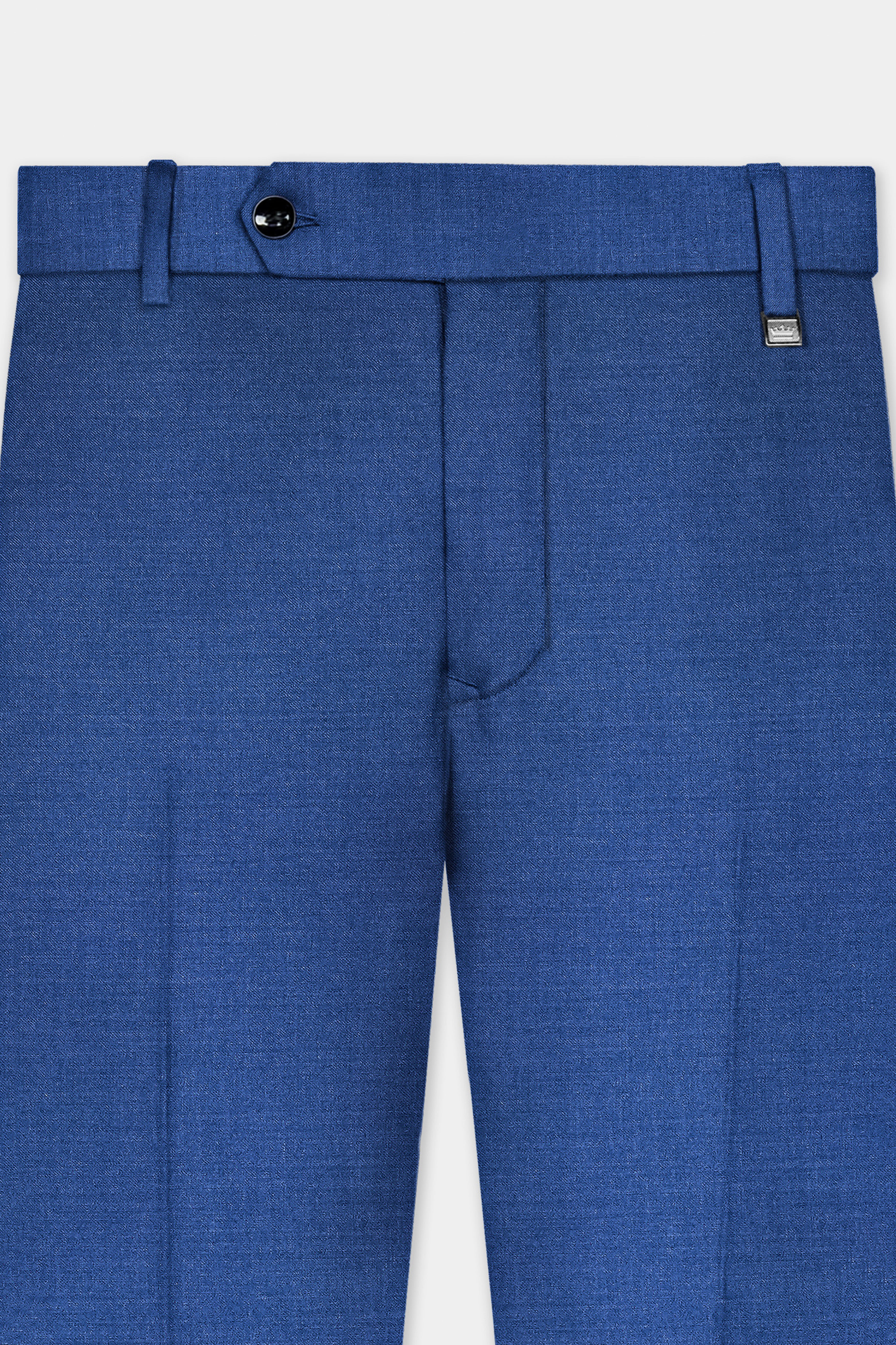 Cobalt Blue Solid Wool Rich Stretchable Waistband Pant