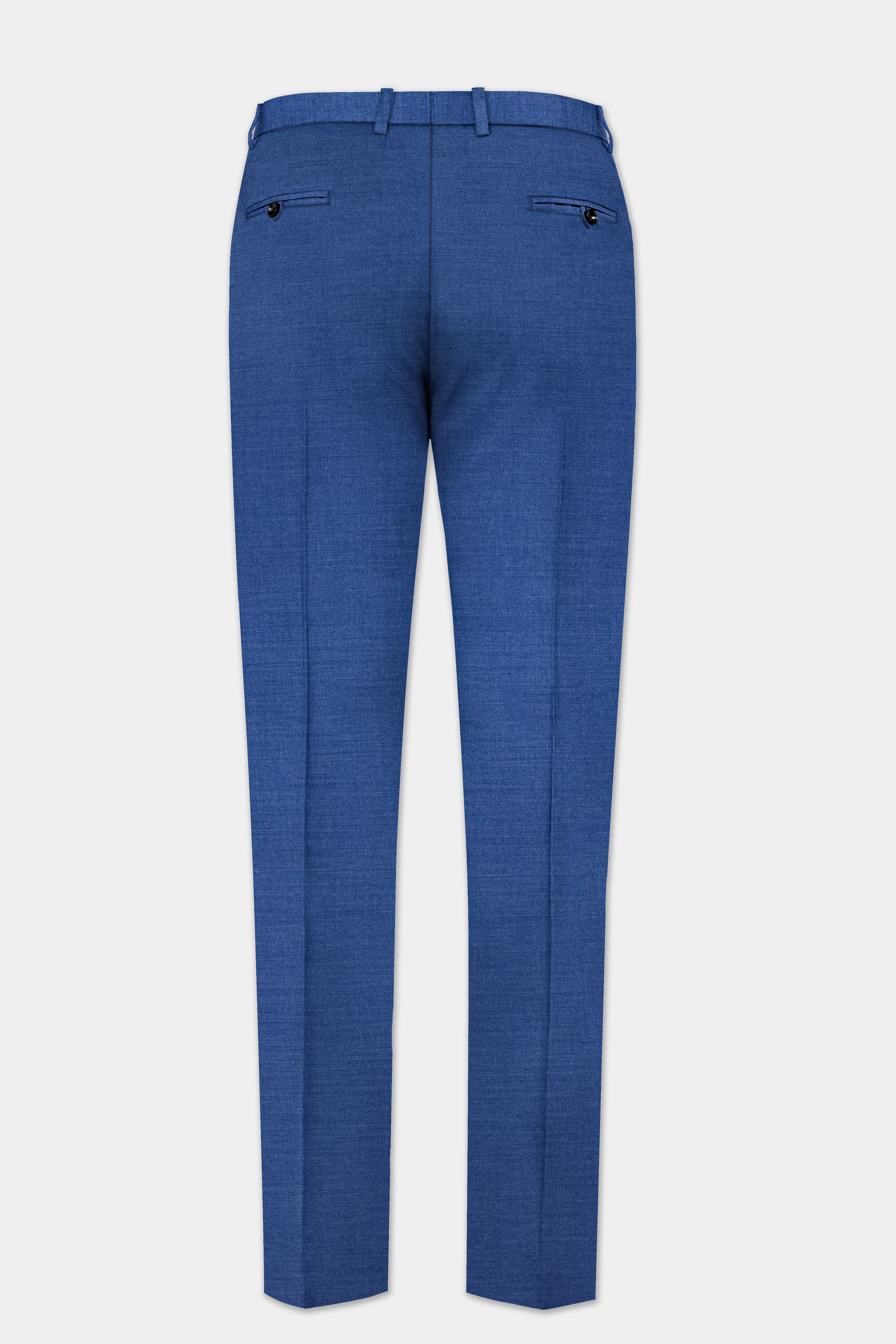 Cobalt Blue Solid Wool Rich Stretchable Waistband Pant