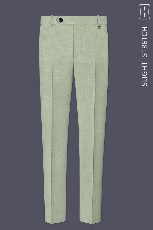 Spanish Green Solid Wool Rich Slight Stretch Waistband Pant