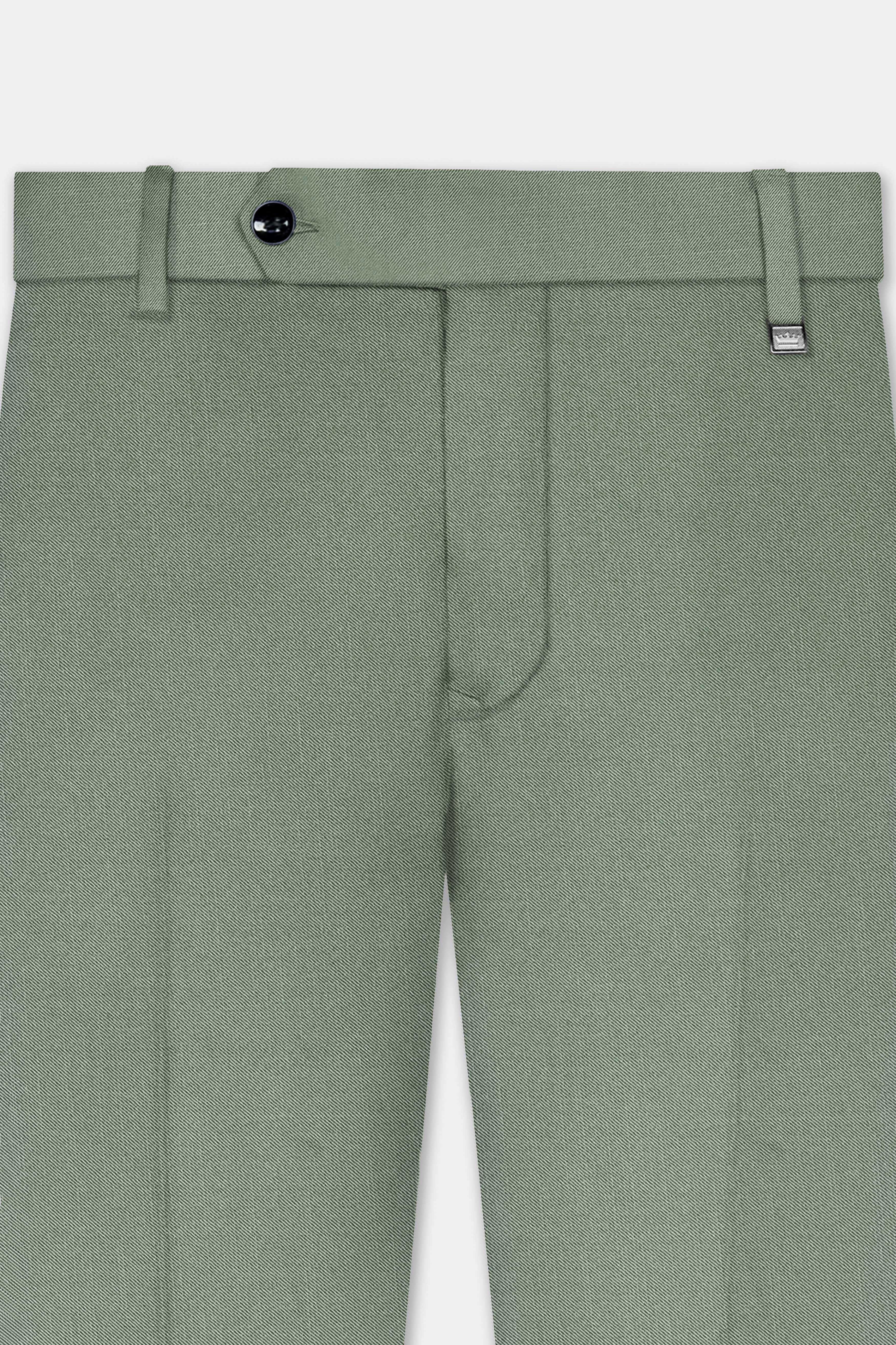 Spanish Green Solid Wool Rich Stretchable Waistband Pant