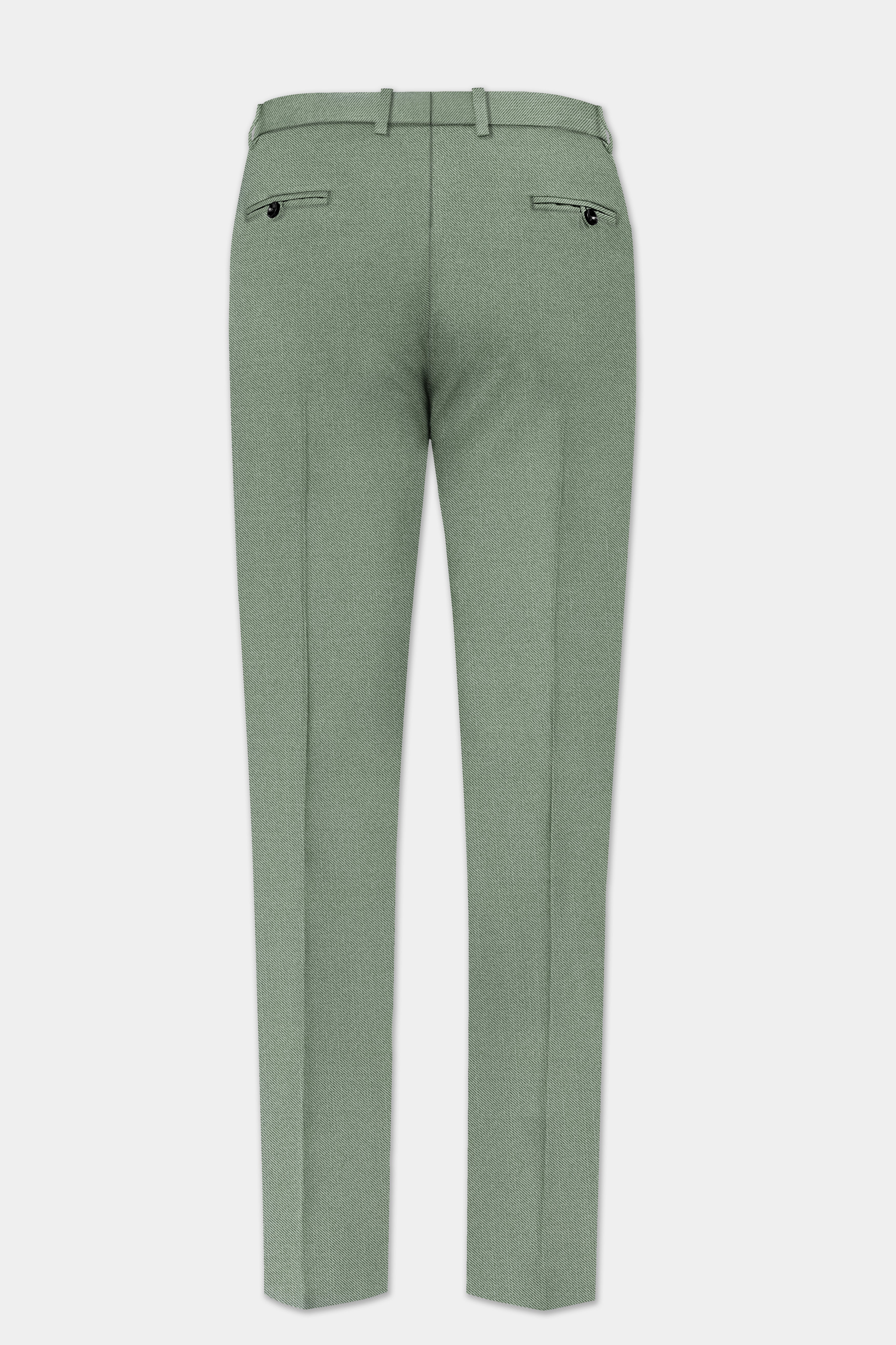 Spanish Green Solid Wool Rich Stretchable Waistband Pant