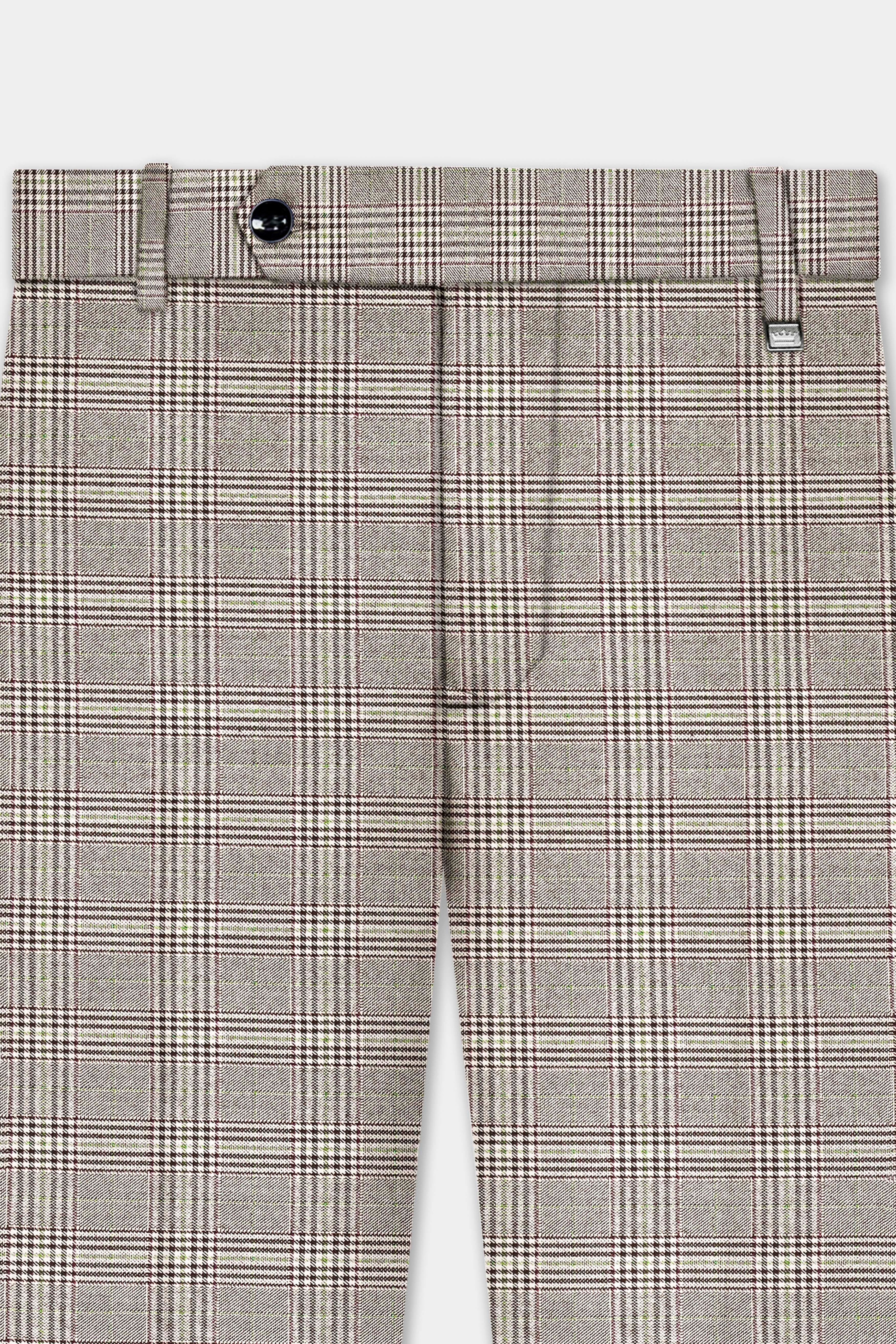 Café Noir Brown Plaid Wool Rich Stretchable Waistband Pant