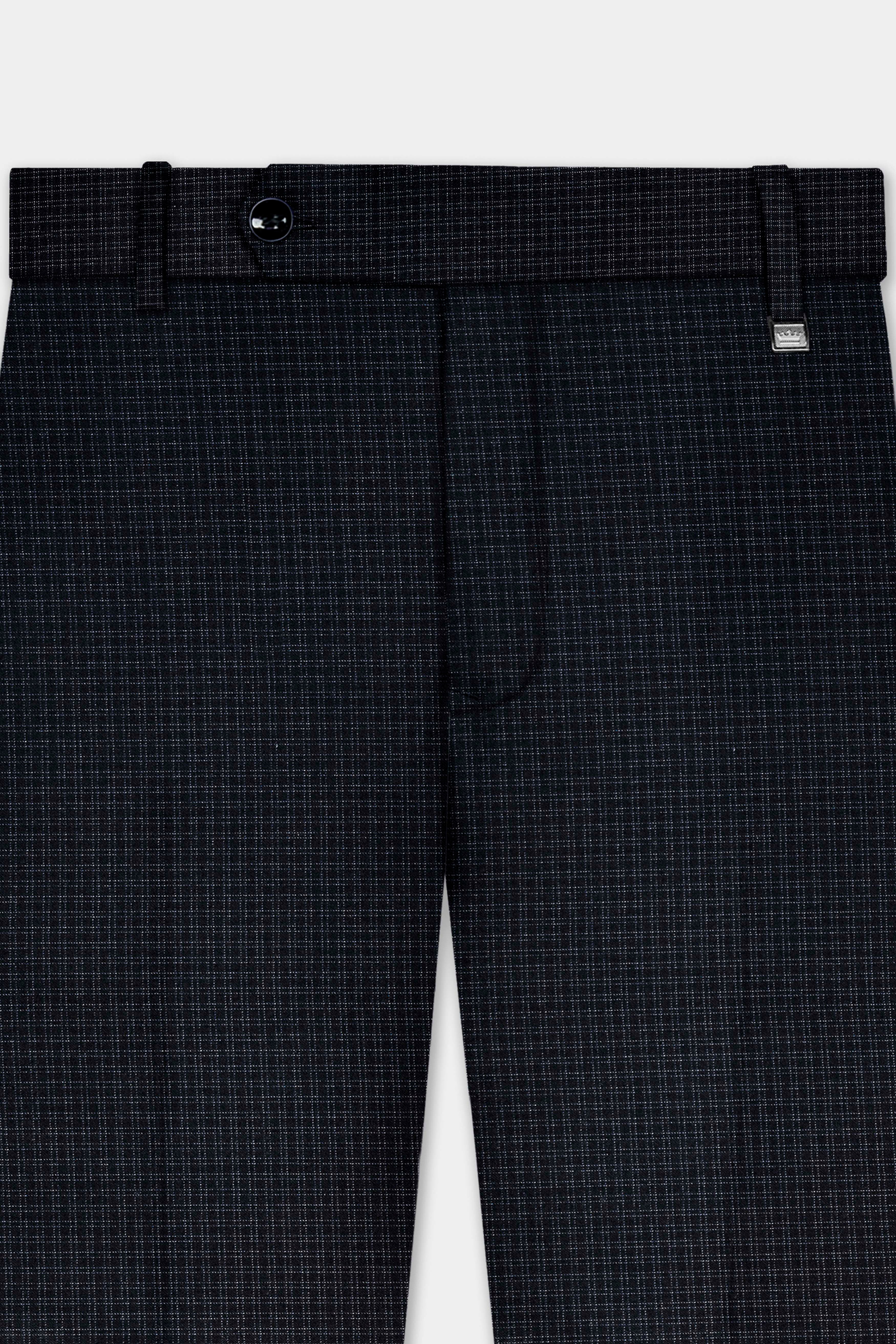 Bunker Black Micro Checked Wool Rich Stretchable Waistband Pant